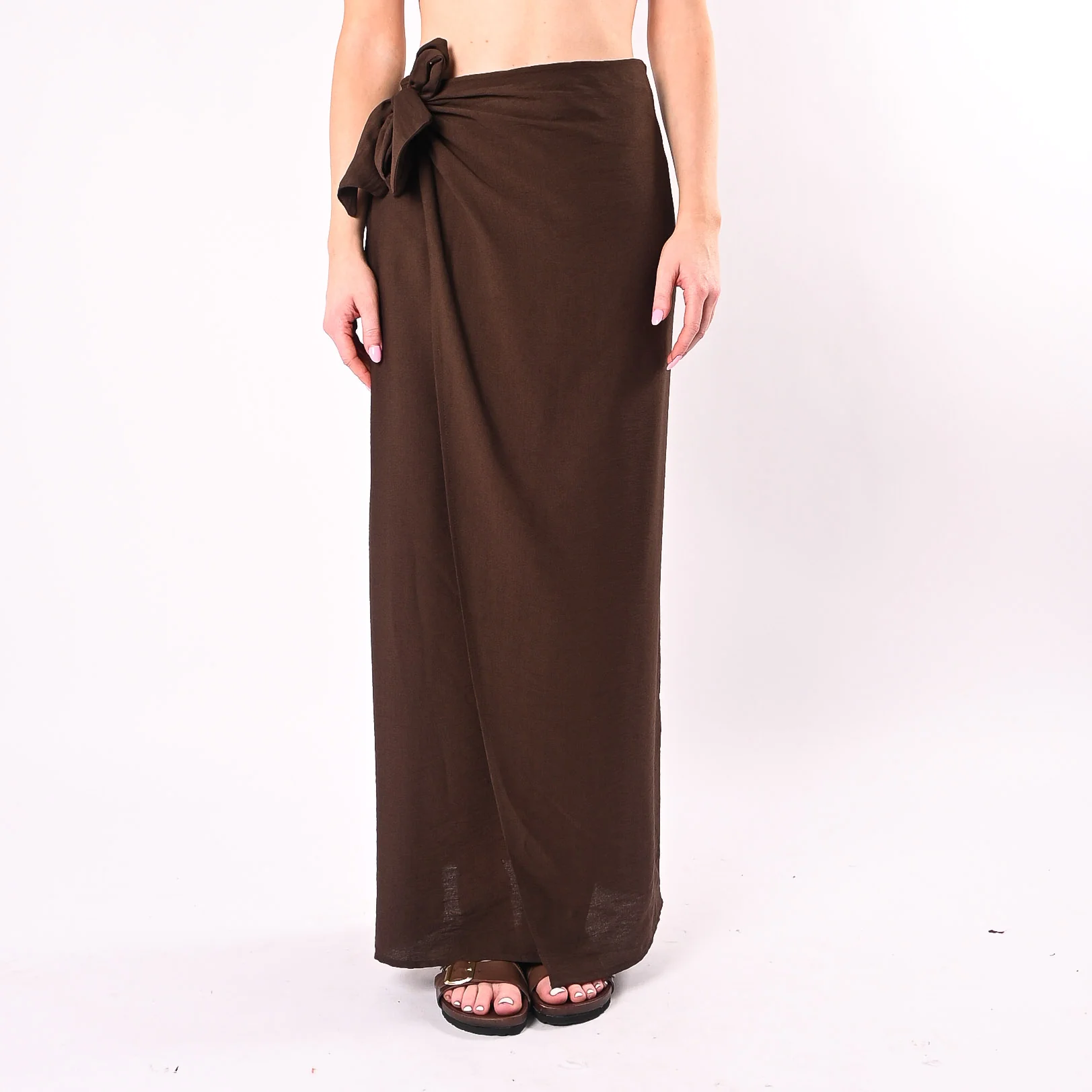 HAVEONE - GONNA LUNGA PAREO IN VISCOSA ART. GMA-Q171/M - MOKA - Image 3