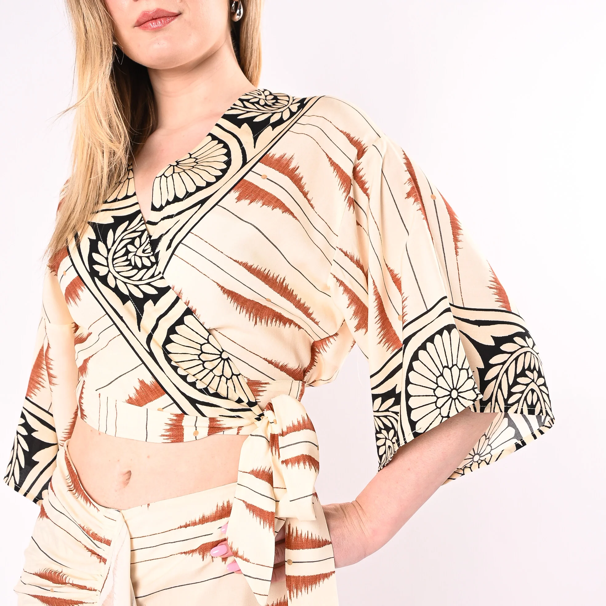 HAVEONE - KIMONO CORTO FANTASIA ETNICA ART.CMA-Q454/B - BURRO - Image 6