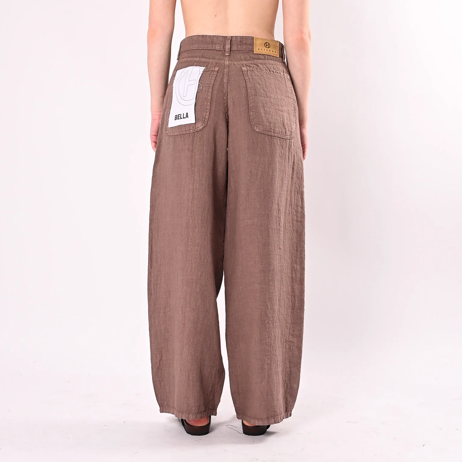 HAVEONE - PANTALONE BELLA PURO LINO ART. PLS-Q222/C - CIOCCOLATO - Image 4