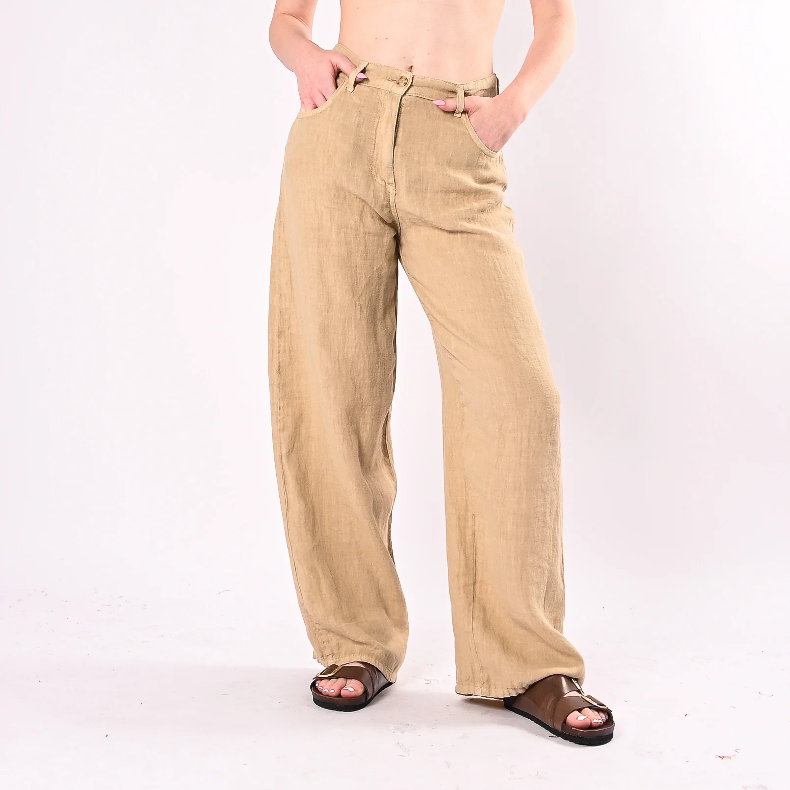 HAVEONE - PANTALONE BELLA PURO LINO ART. PLS-Q222/S - SABBIA