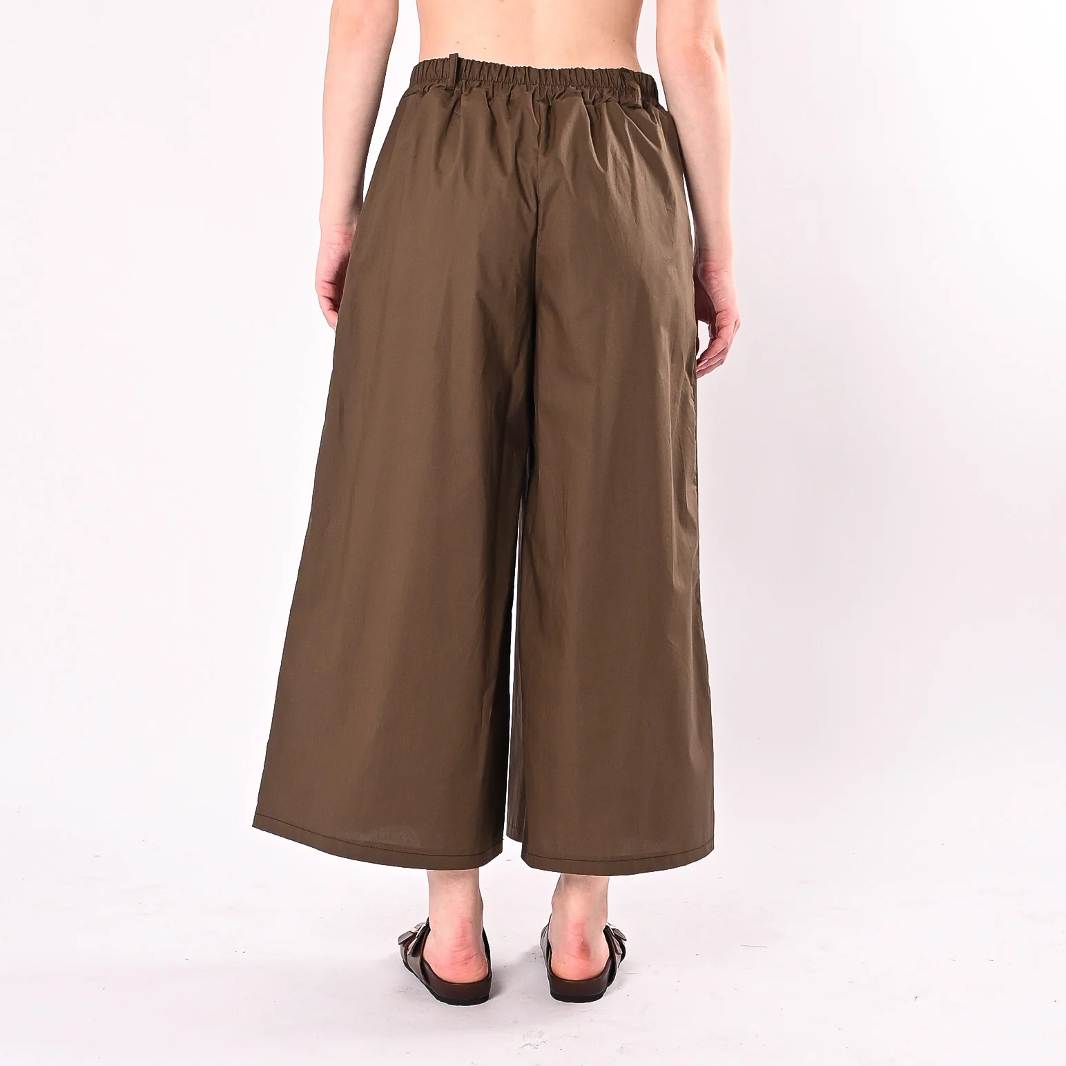 HAVEONE - PANTALONE CROPPED IN POPELINE CON PINCES ART. PFW-Q663/M - MORO - Image 4