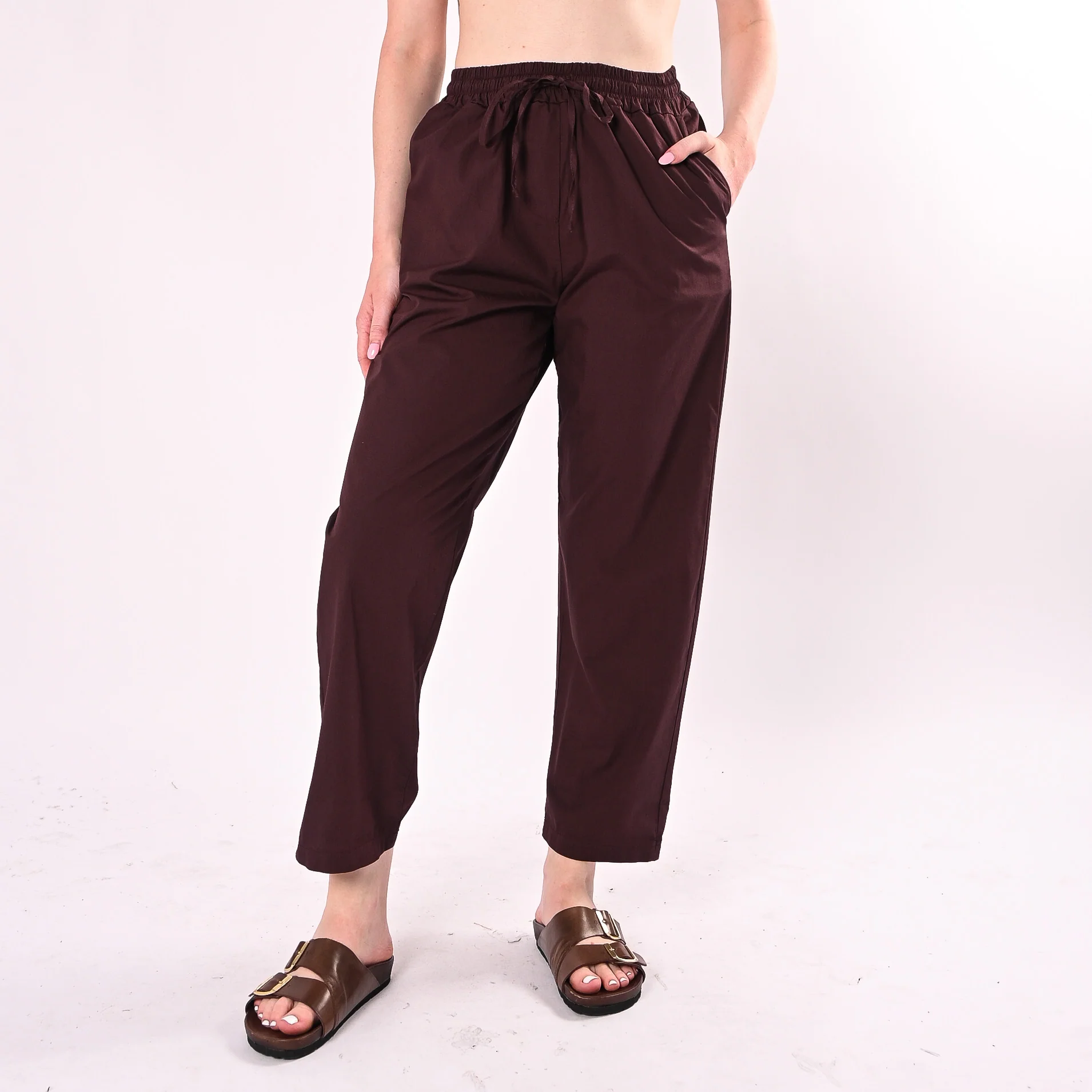 HAVEONE - PANTALONE DRITTO IN POPELINE CON COULISSE ART. PFL-Q565/F - FICO