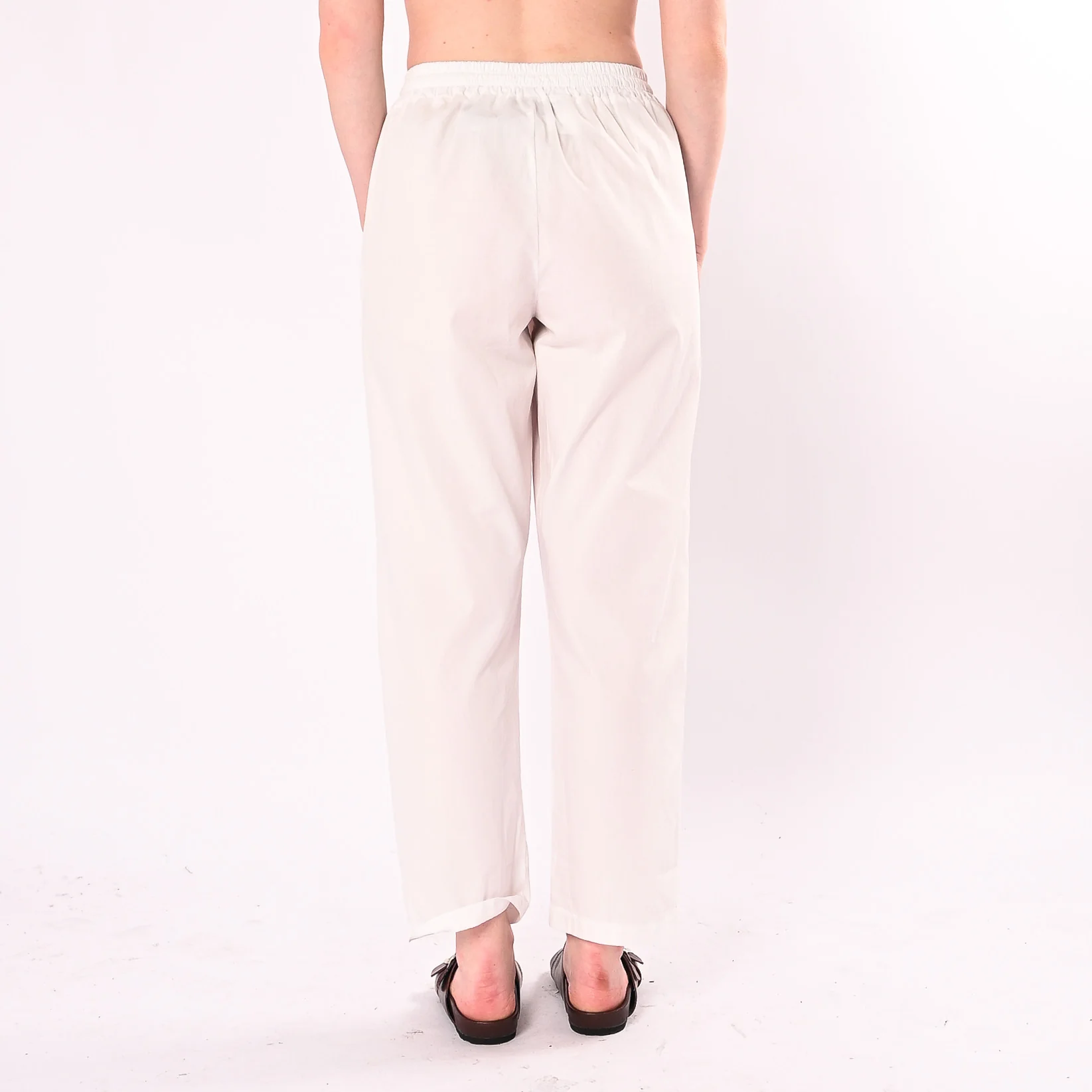 HAVEONE - PANTALONE DRITTO IN POPELINE CON COULISSE ART. PFL-Q565/L - LATTE - Image 4