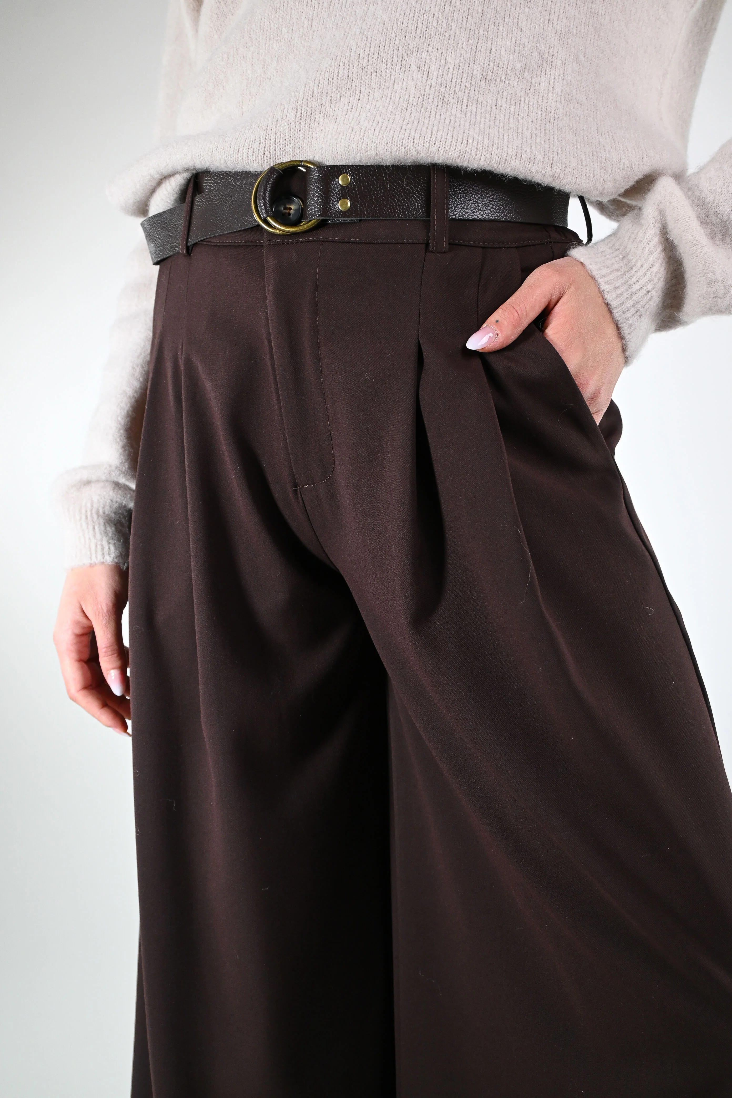 HAVEONE - PANTALONE LARGO CON PINCES ART.PVE-P274 - MORO - Image 5