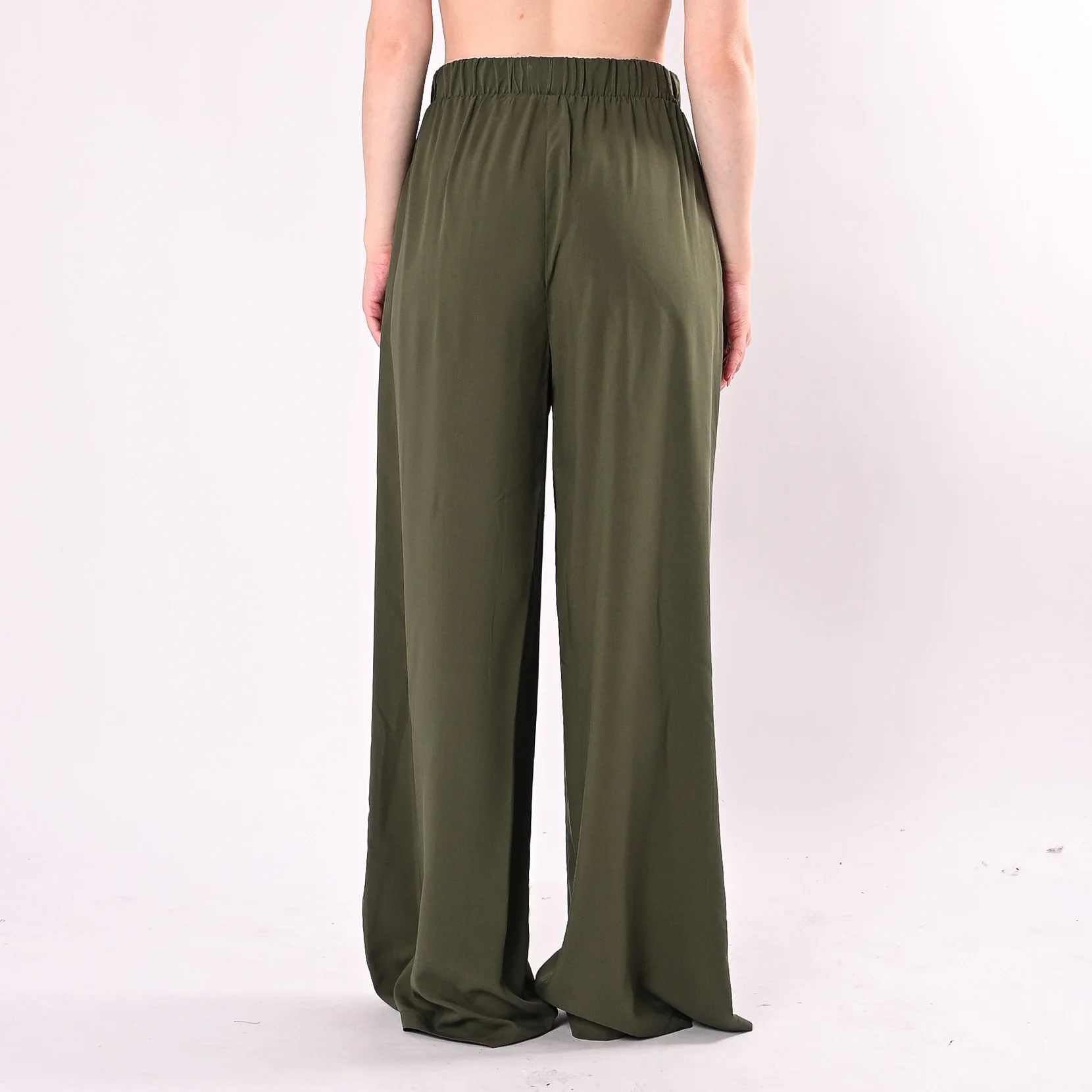 HAVEONE - PANTALONE PALAZZO FLUIDO IN VISCOSA ART. PIA-Q670/M - MILITARE - Image 4