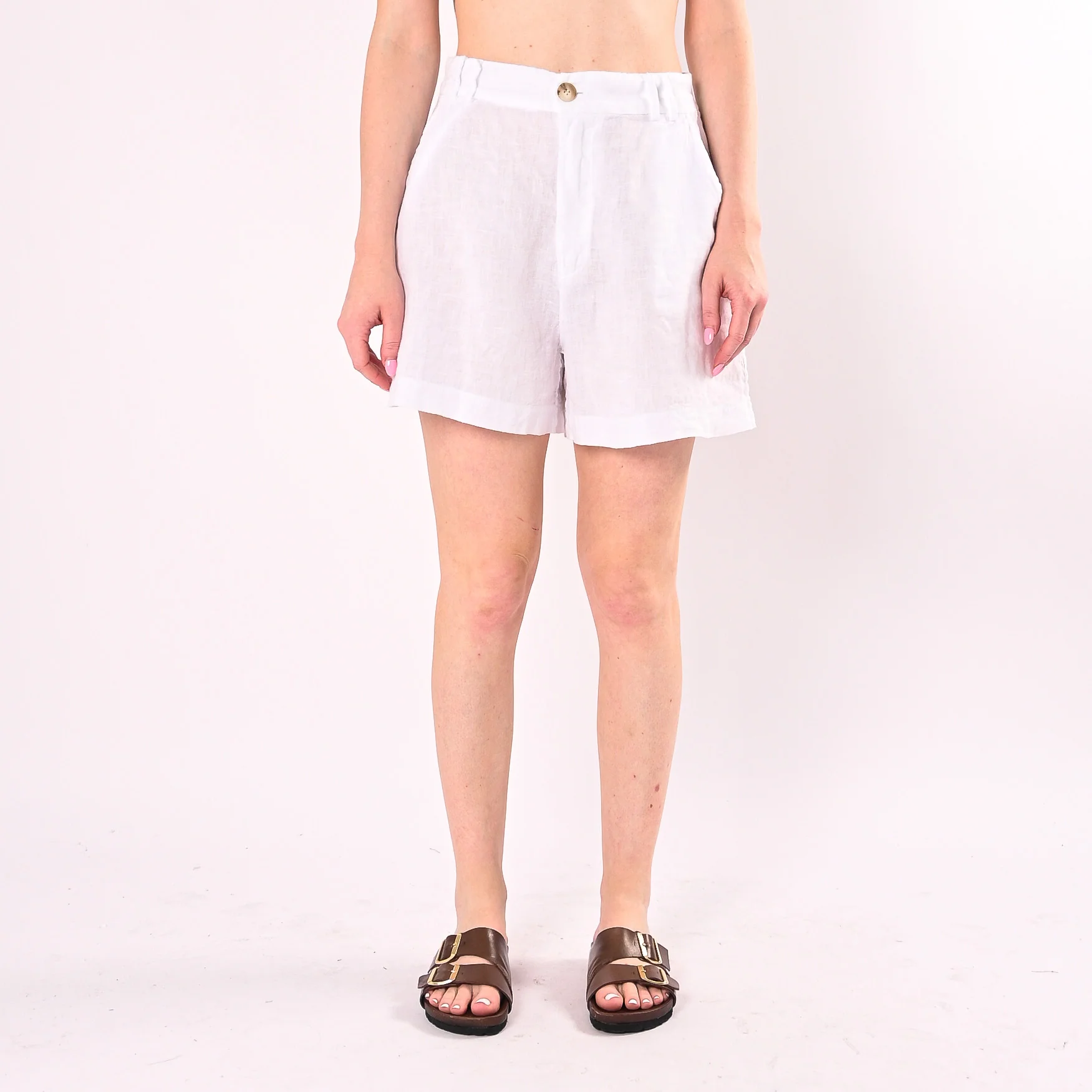 HAVEONE - SHORT IN PURO LINO ART.PVE-Q668/B - BIANCO - Image 2