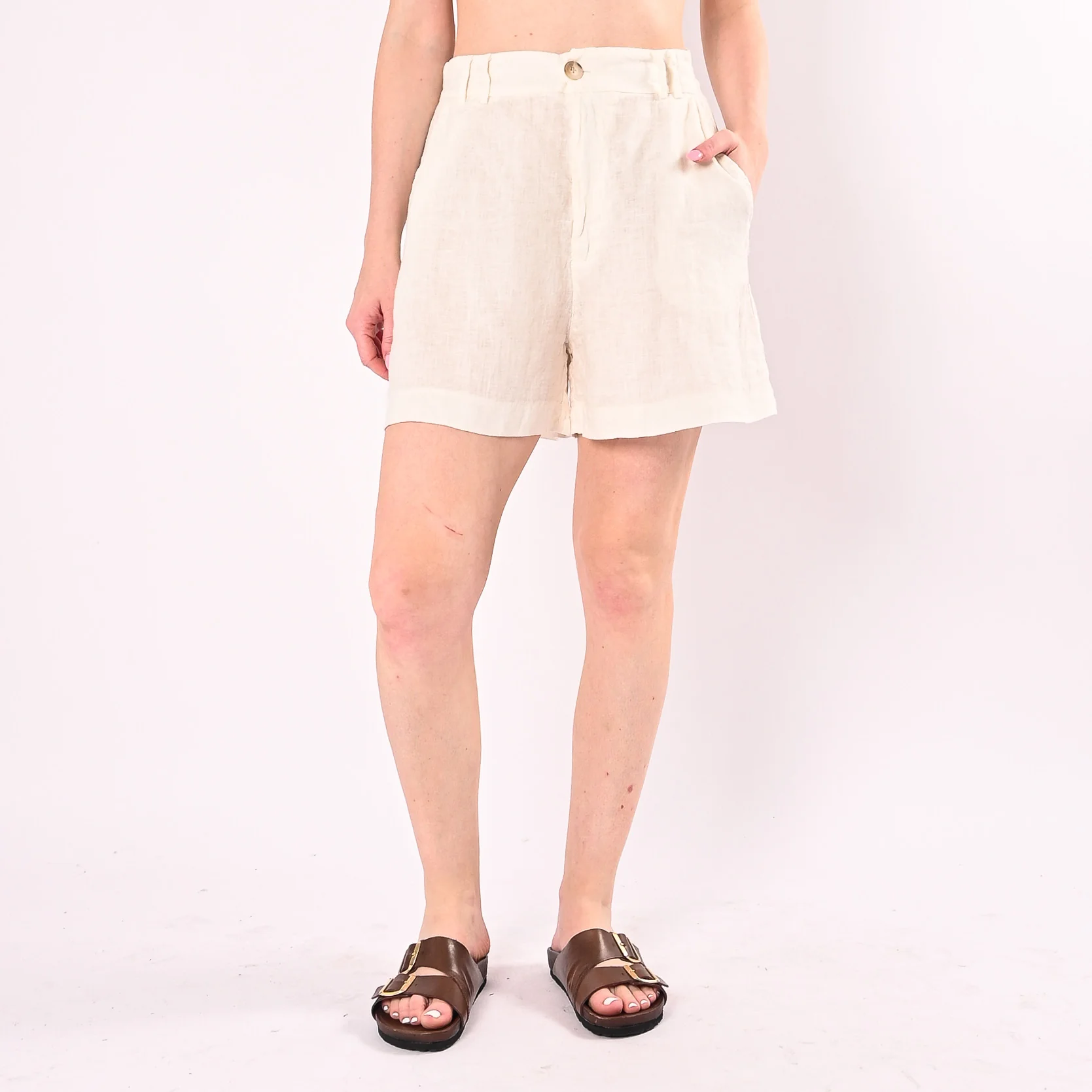 HAVEONE - SHORT IN PURO LINO ART.PVE-Q668/BU - BURRO