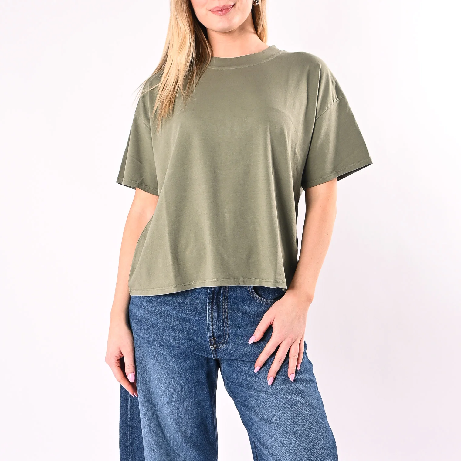 HAVEONE - T-SHIRT A SCATOLA MEZZA MANICA ART. MJS-Q017/M - MILITARE