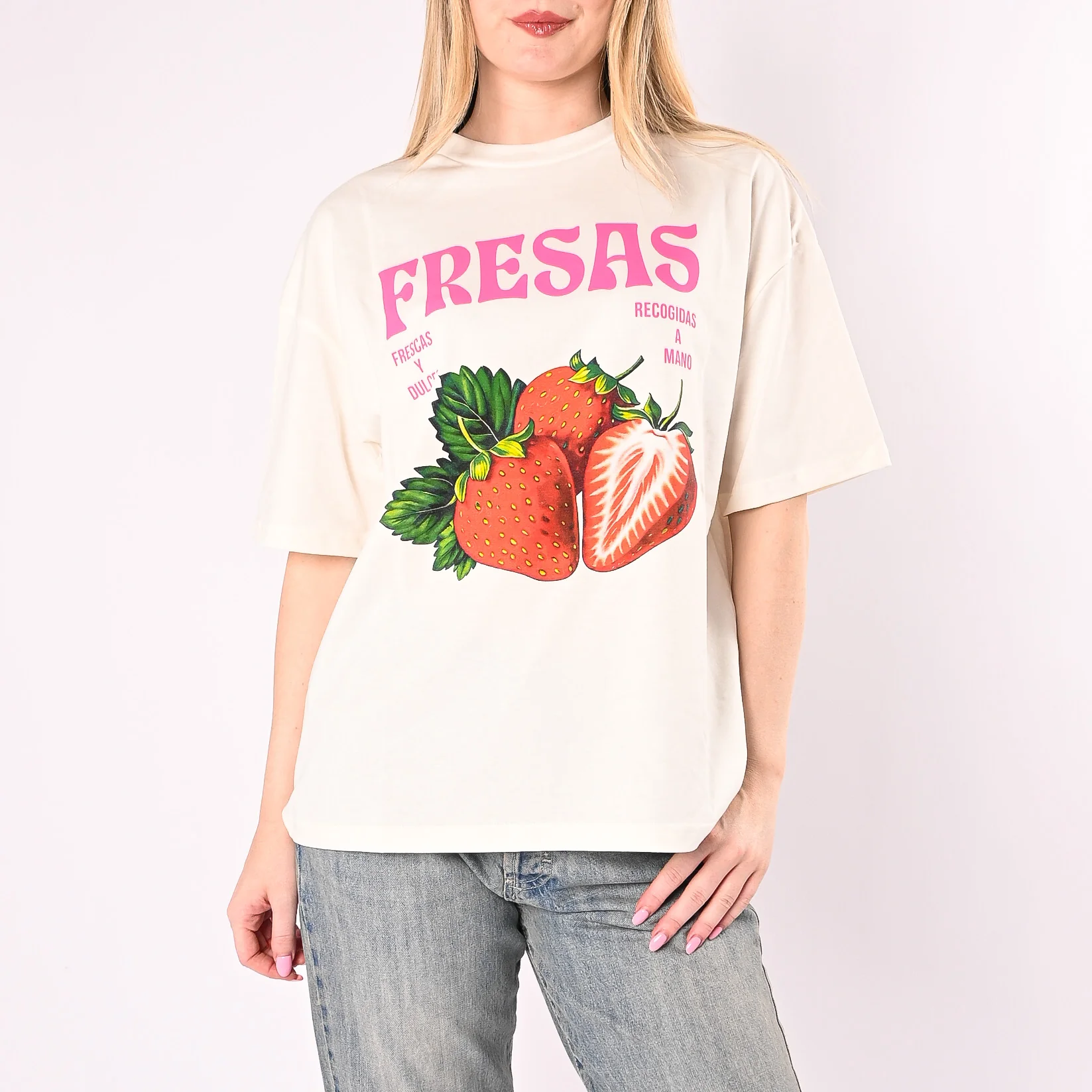 HAVEONE - T-SHIRT OVER A SCATOLA FRESAS ART. TDY-Q241/L - LATTE
