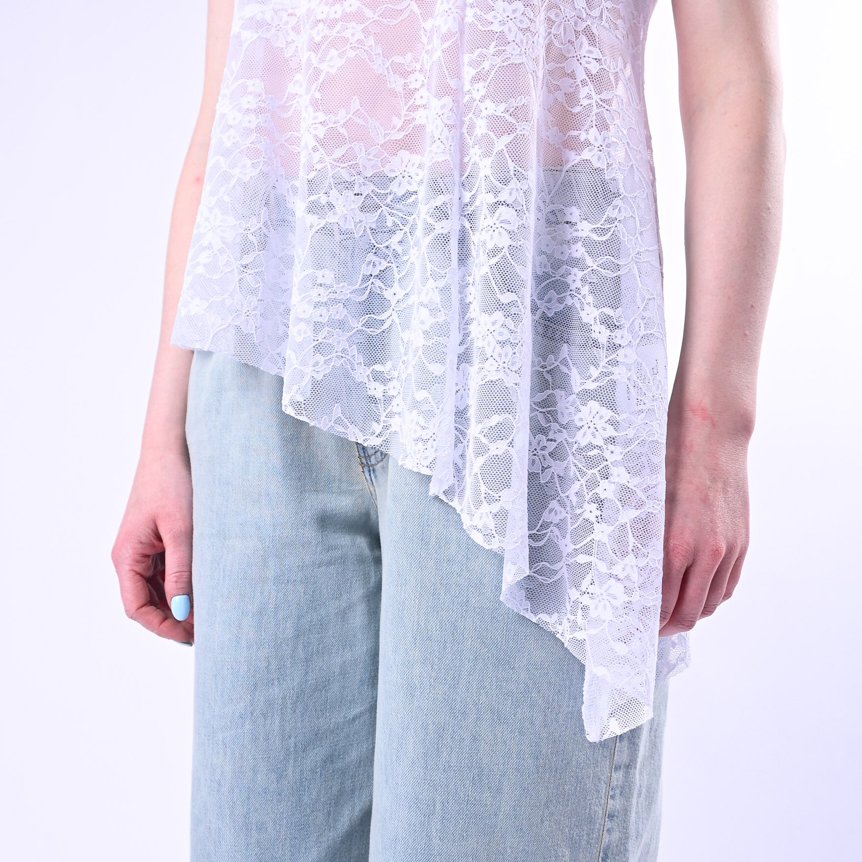 HAVEONE - TOP ASSIMMETRICO IN PIZZO ART.RPA-Q139/B - BIANCO - Image 4