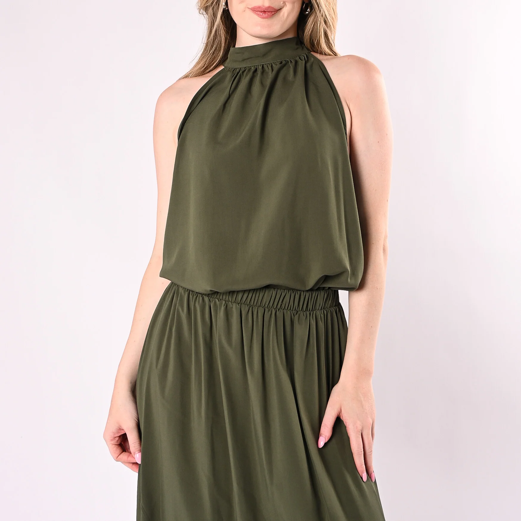 HAVEONE - TOP SCOLLO AMERICANA IN VISCOSA ART. RIA-Q317/M - MILITARE - Image 2