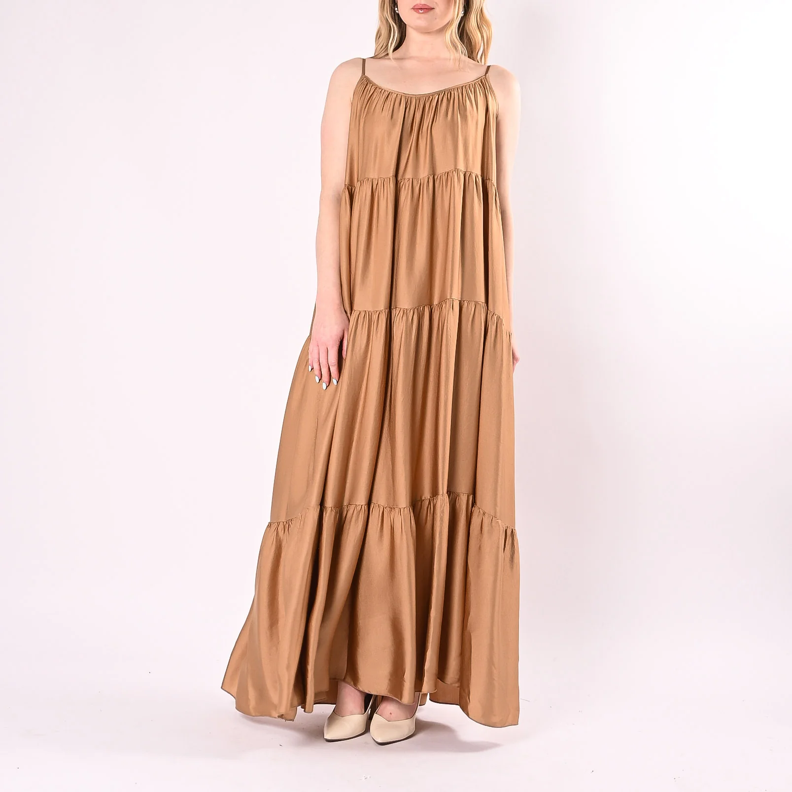 MOTEL - ABITO LUNGO SATIN A BALZE ART.819A05Q/D - DESERTO