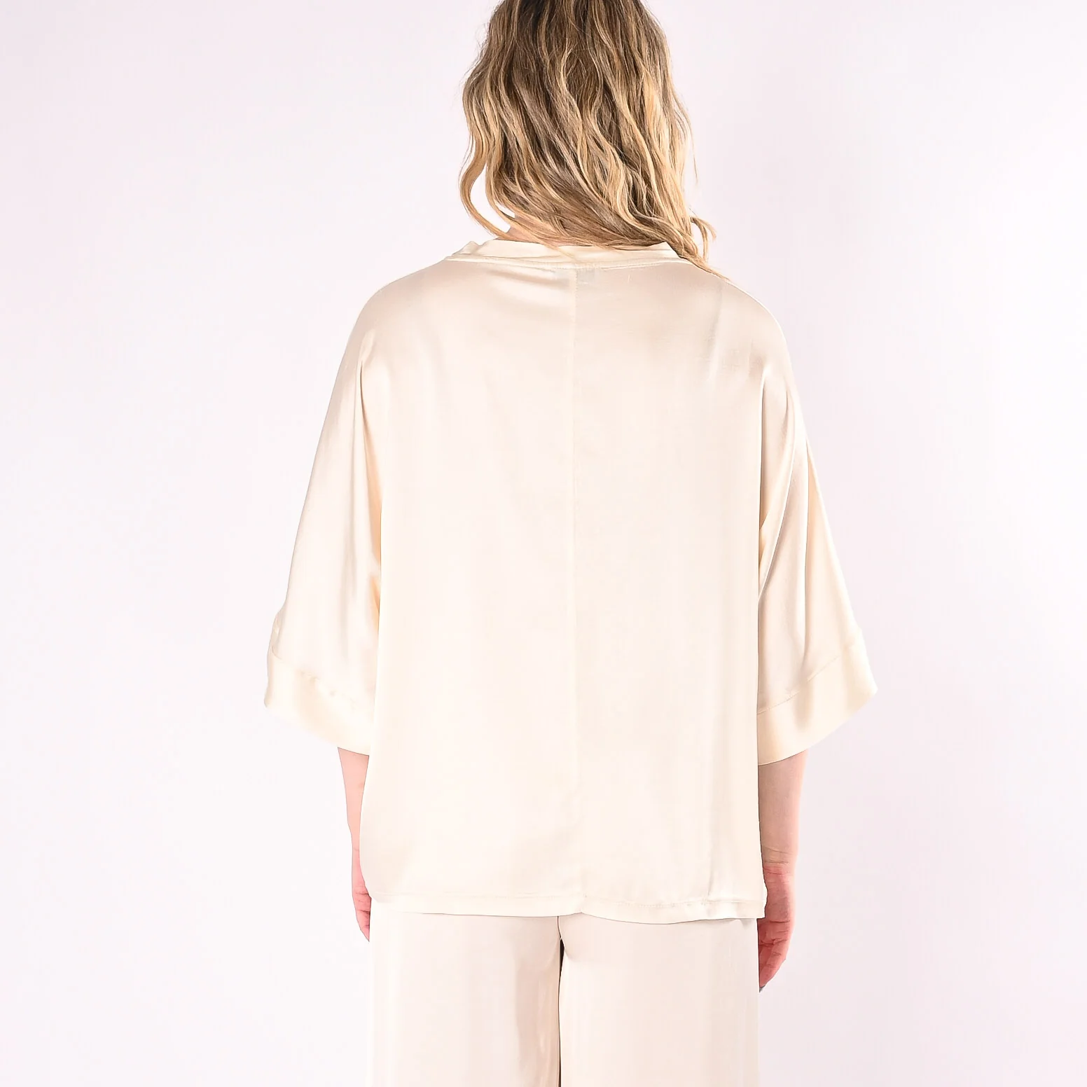 MOTEL - BLUSA OVER IN RASO DI VISCOSA ART.D374B97/BU - BURRO - Image 5