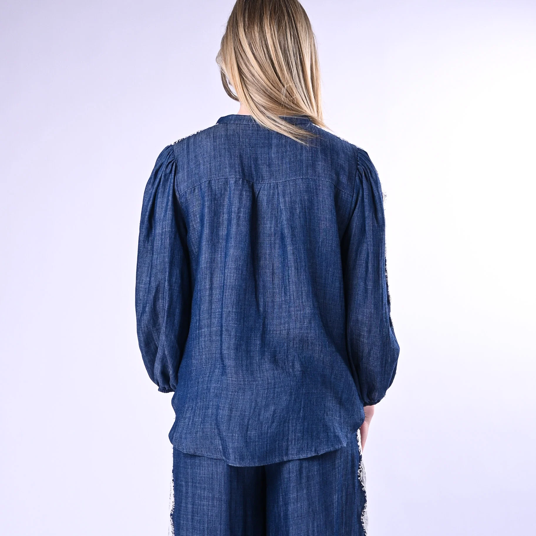 MOTEL - CAMICIA CHAMBRAY INSERTI PIZZO ART.S26CA65/J - JEANS - Image 5