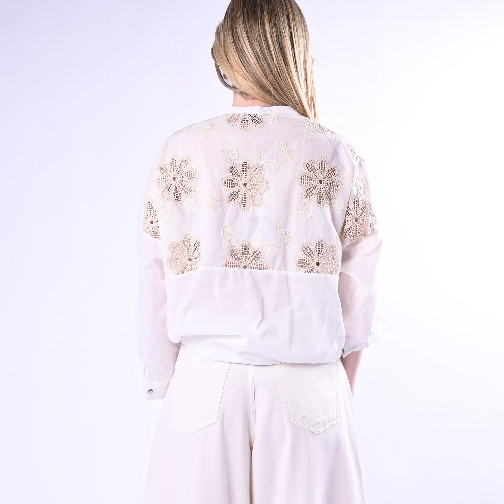 MOTEL - CAMICIA CON INSERTI PIZZO MACRAME' ART.S26CB58/B - BURRO - Image 4
