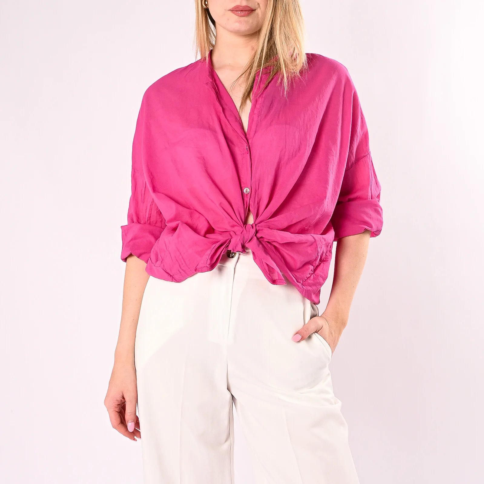 MOTEL - CAMICIA COREANA OVER IN MUSSOLA ART. S26CM00/M - MAGENTA