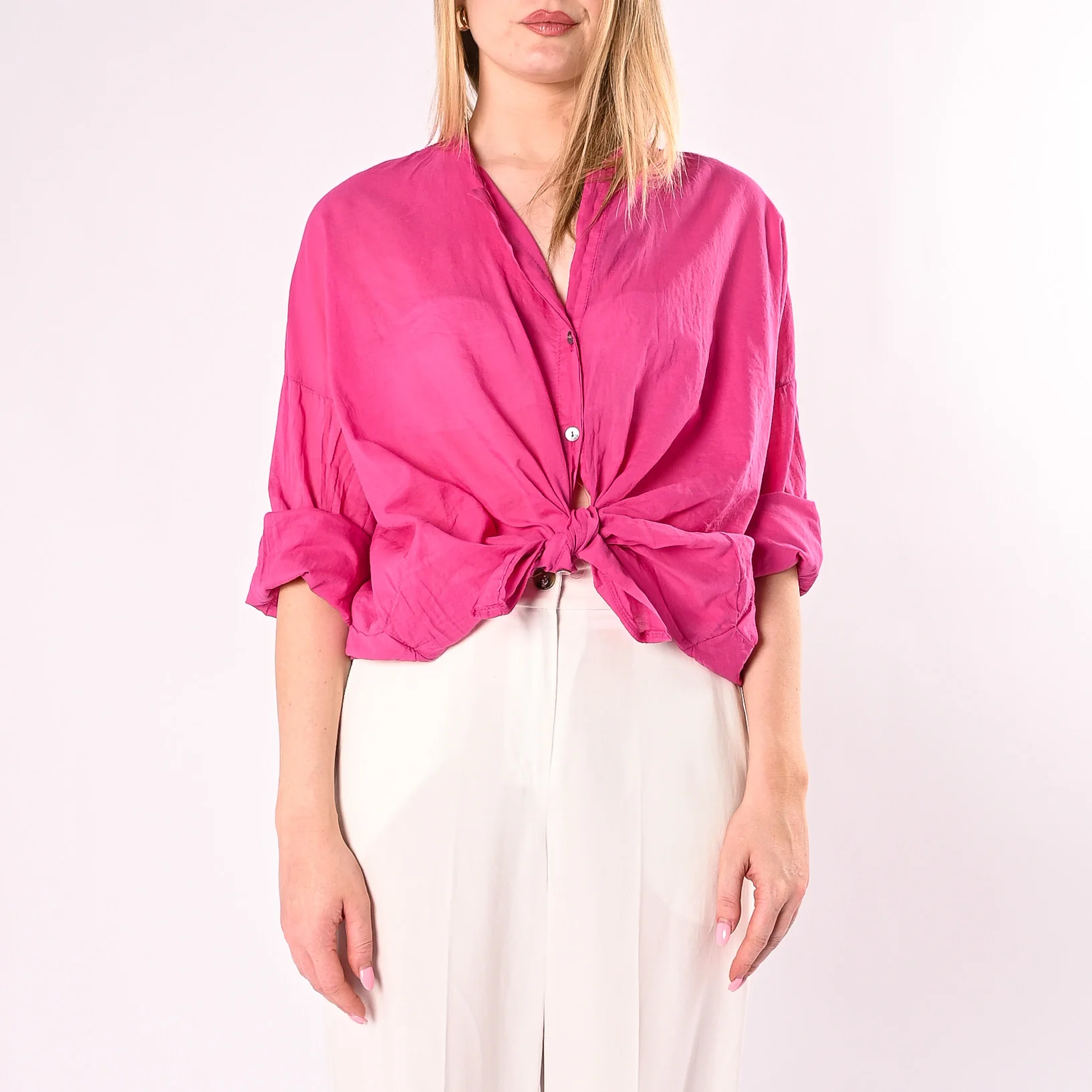 MOTEL - CAMICIA COREANA OVER IN MUSSOLA ART. S26CM00/M - MAGENTA - Image 2