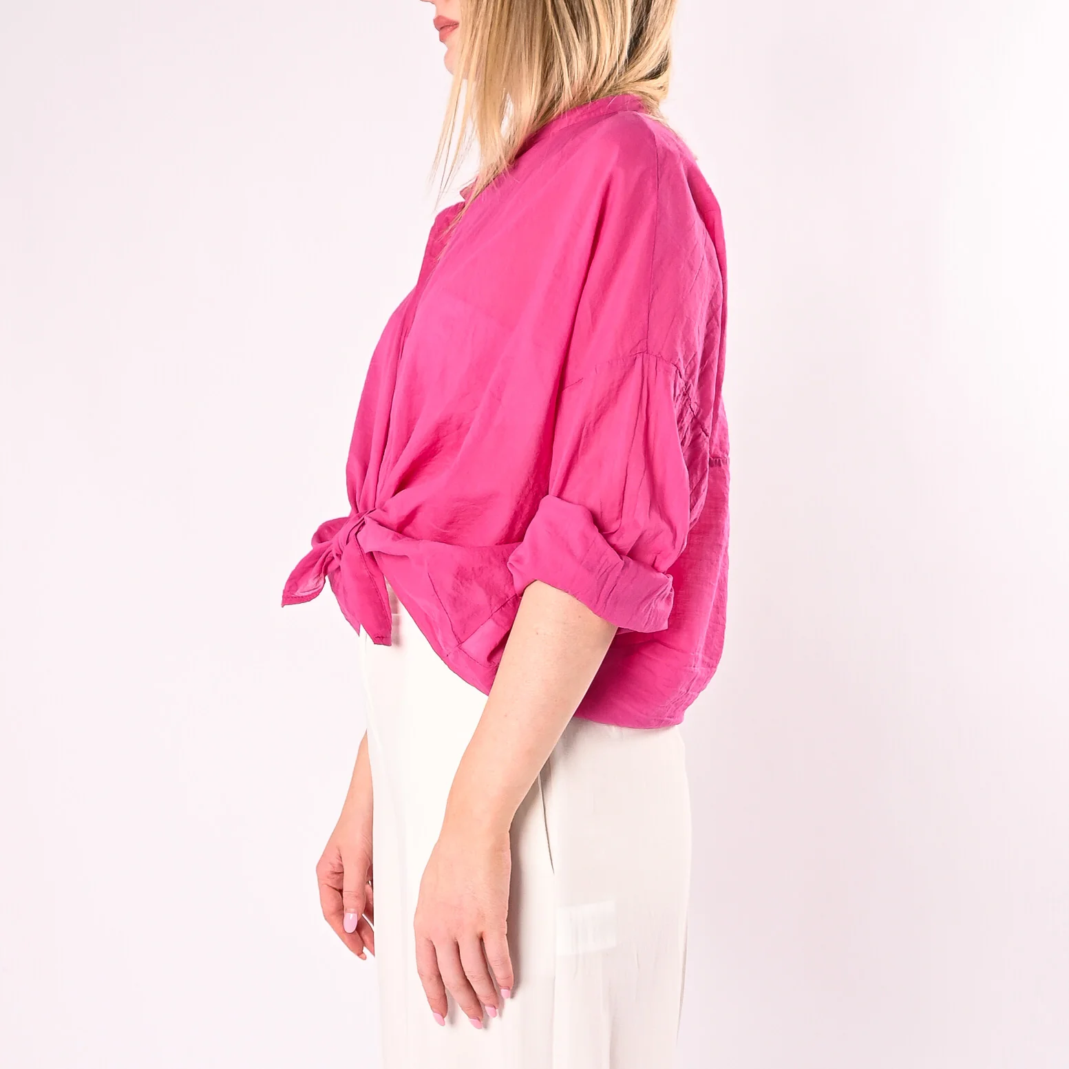 MOTEL - CAMICIA COREANA OVER IN MUSSOLA ART. S26CM00/M - MAGENTA - Image 3