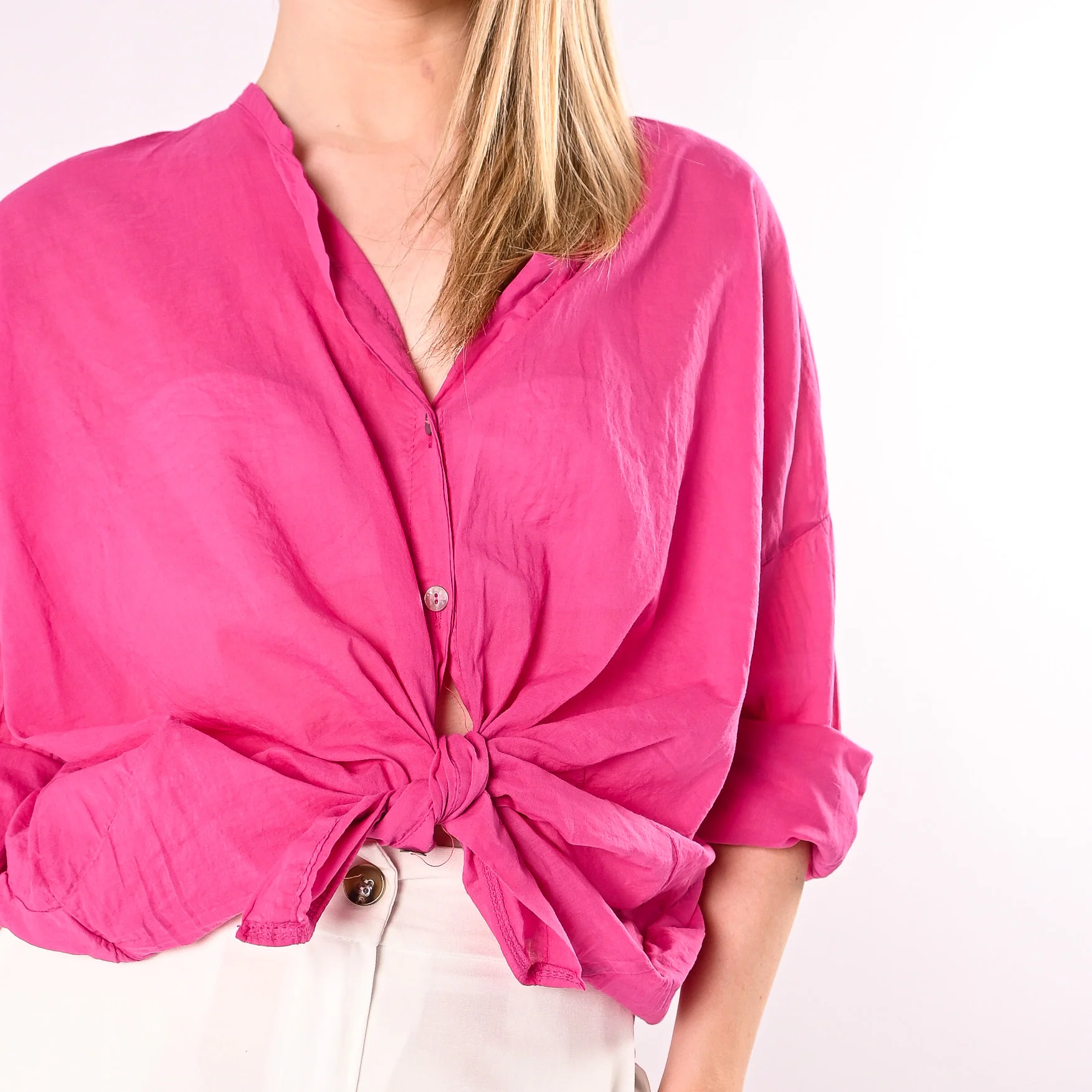 MOTEL - CAMICIA COREANA OVER IN MUSSOLA ART. S26CM00/M - MAGENTA - Image 5