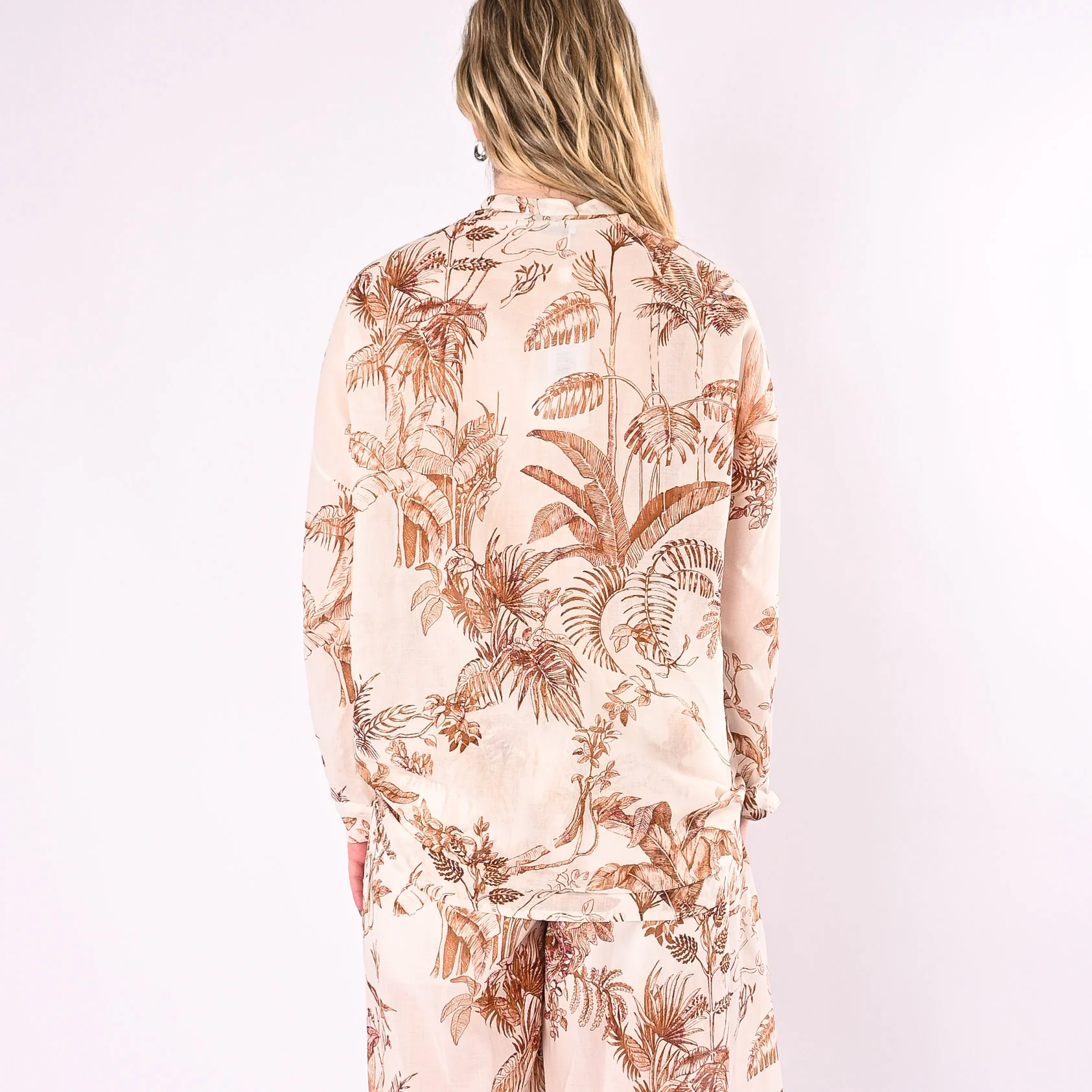 MOTEL - CAMICIA MUSSOLA FANTASIA TROPICAL ART. S26CG85/BC - BURRO/CARAMELLO - Image 5