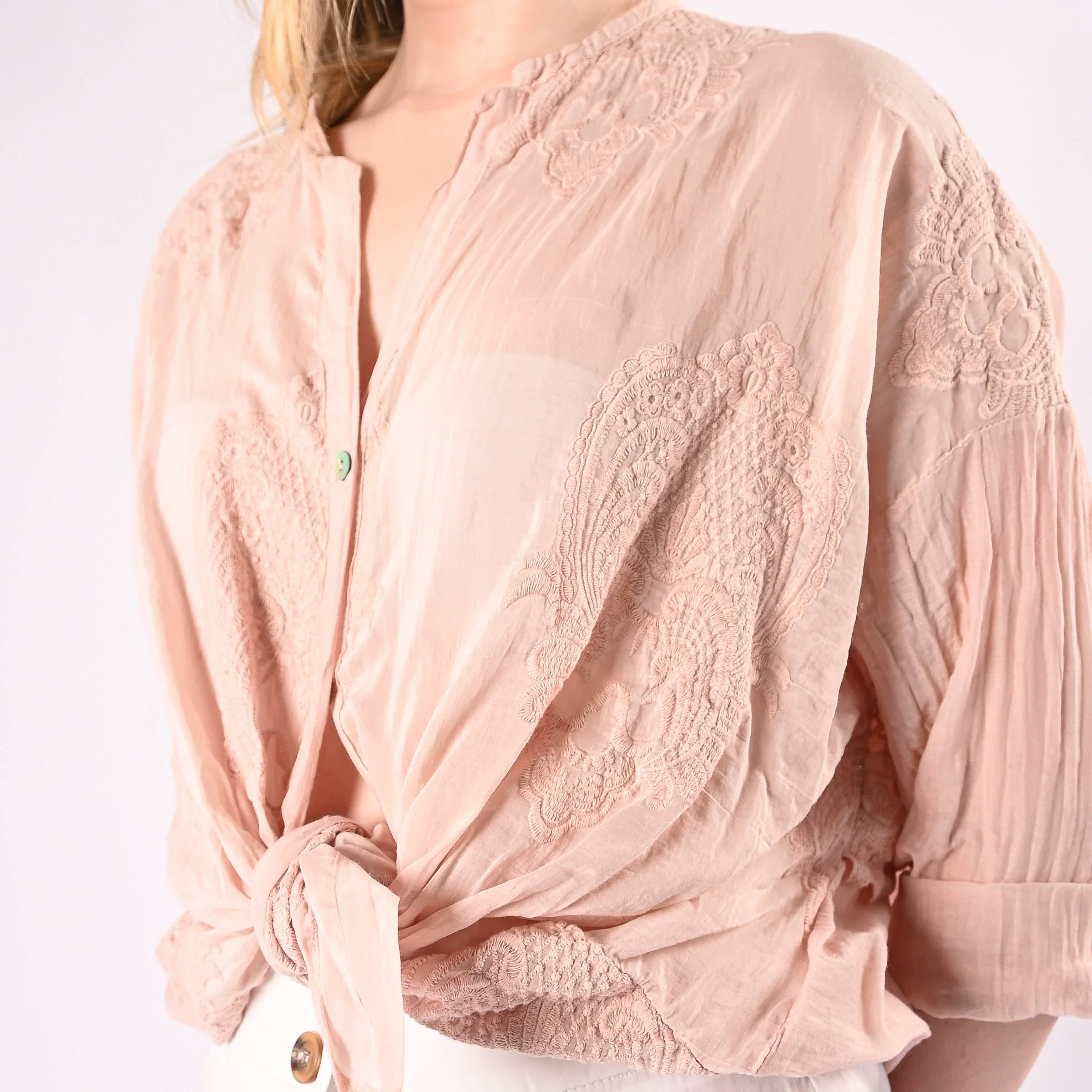 MOTEL - CAMICIA OVER MISTO SETA CON RICAMI ART. S26C187/C - CIPRIA - Image 4