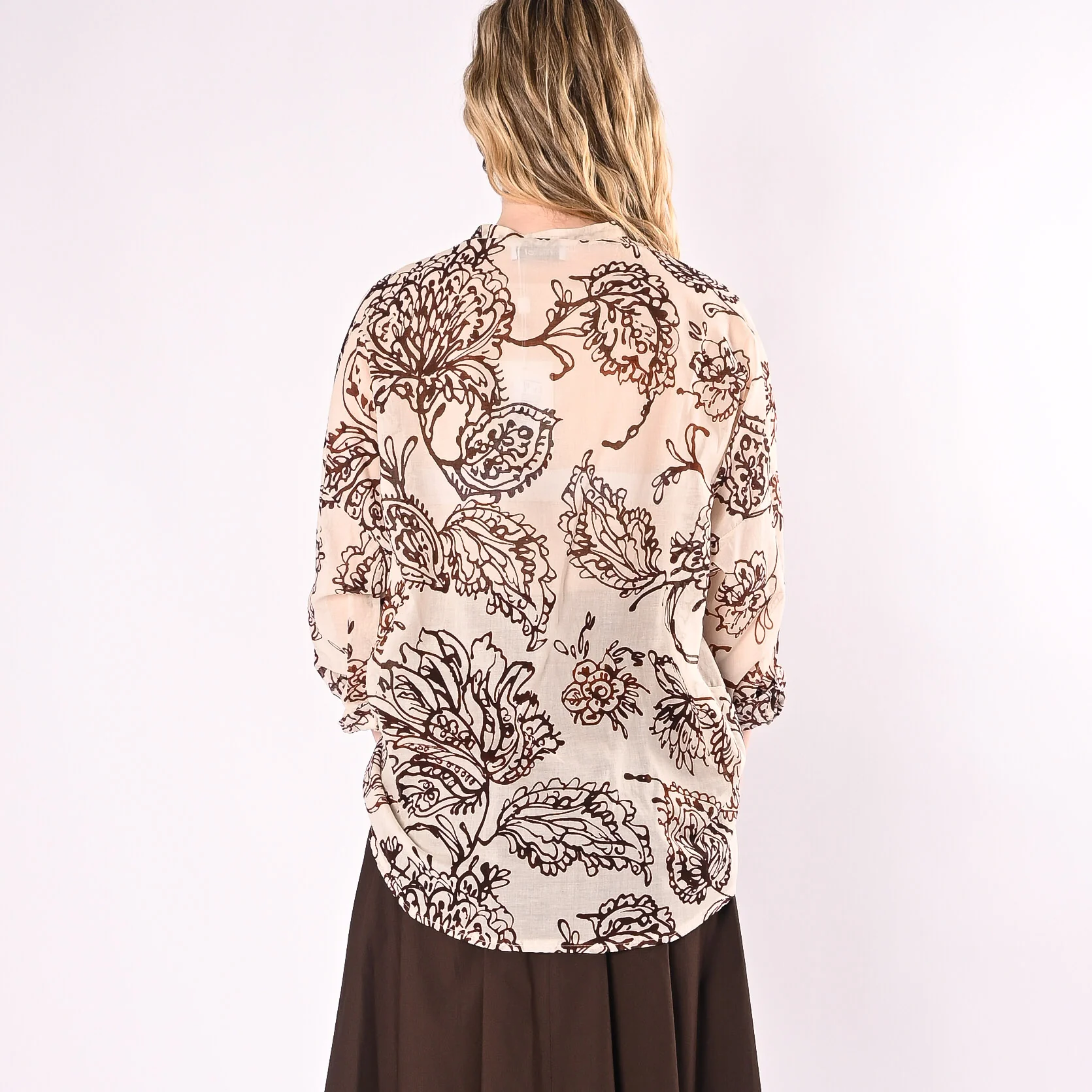 MOTEL - CAMICIA OVER MUSSOLA BOHO CHIC ART. S26CH51/BM - BURRO/MORO - Image 4