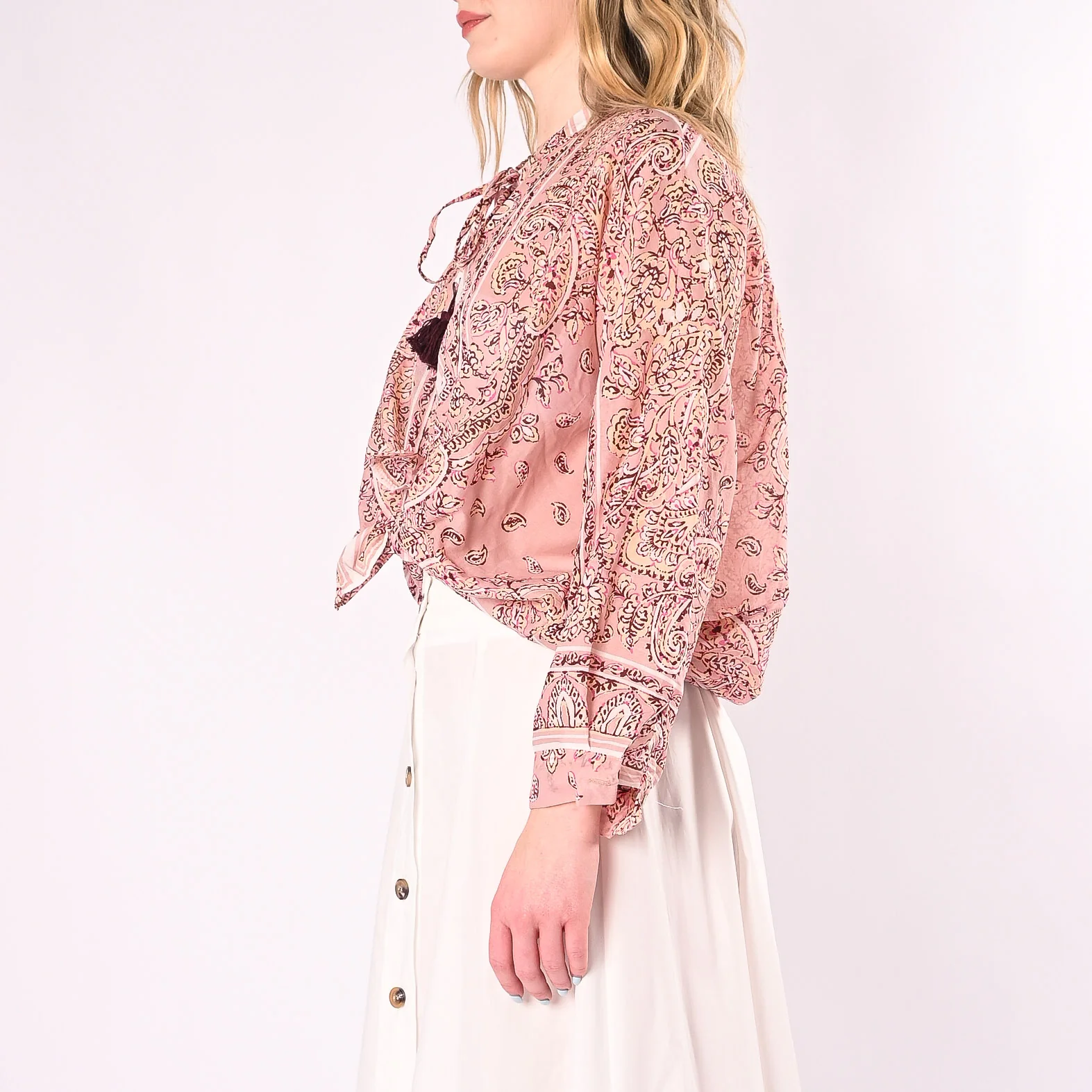 MOTEL - CAMICIA OVER MUSSOLA STAMPA BANDANA ART. S26CH68/R - ROSA - Image 3