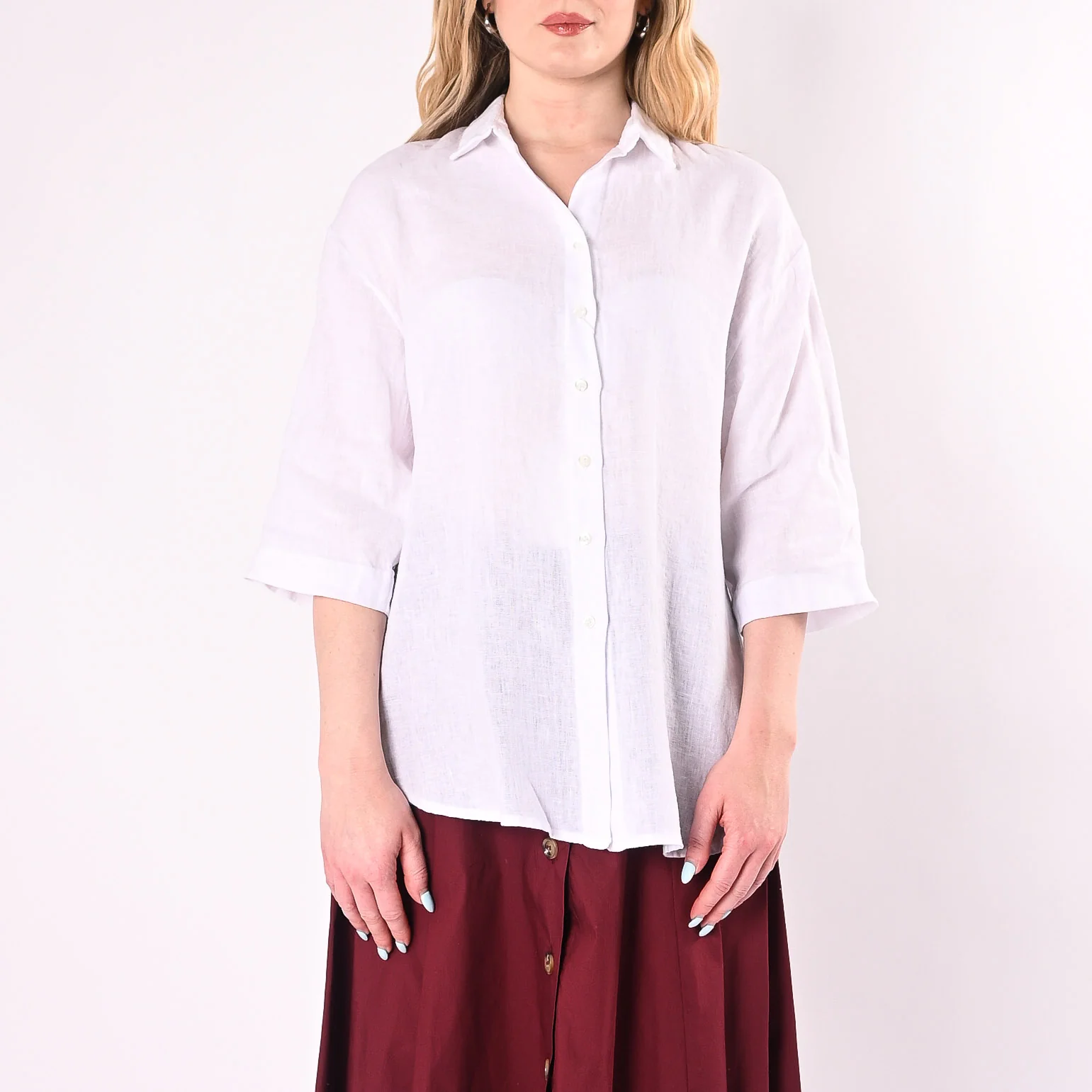 MOTEL - CAMICIA OVER PURO LINO ART. 26-05M/B - BIANCO - Image 2