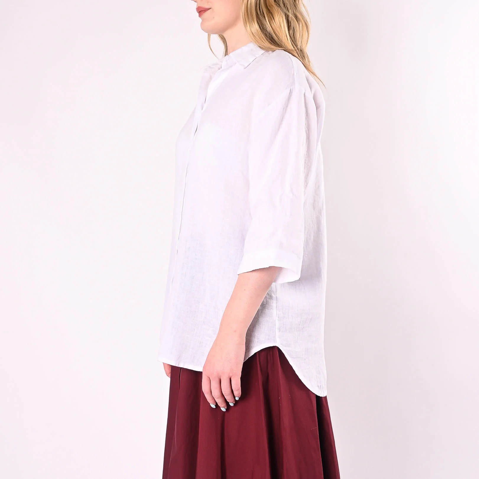 MOTEL - CAMICIA OVER PURO LINO ART. 26-05M/B - BIANCO - Image 3