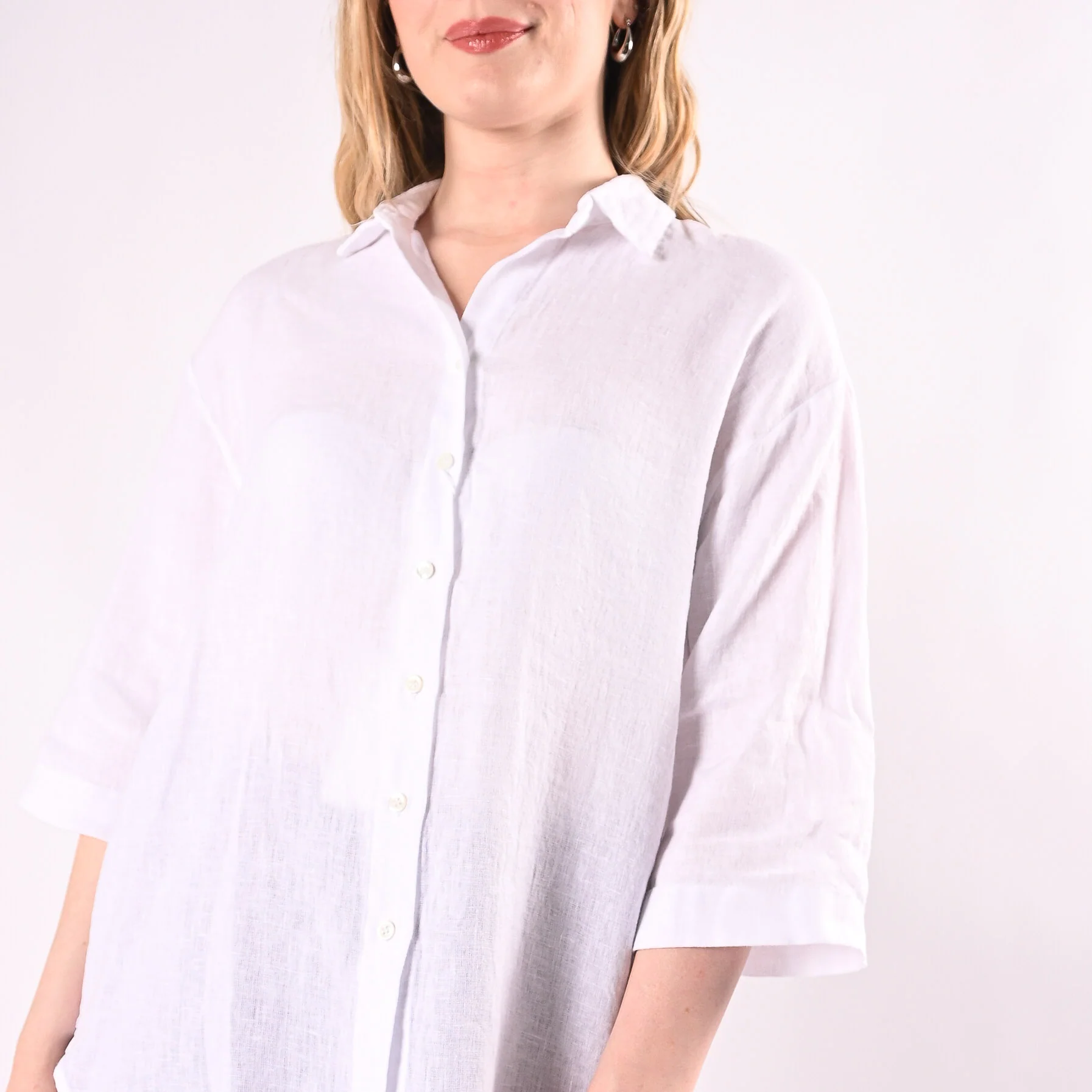 MOTEL - CAMICIA OVER PURO LINO ART. 26-05M/B - BIANCO - Image 5