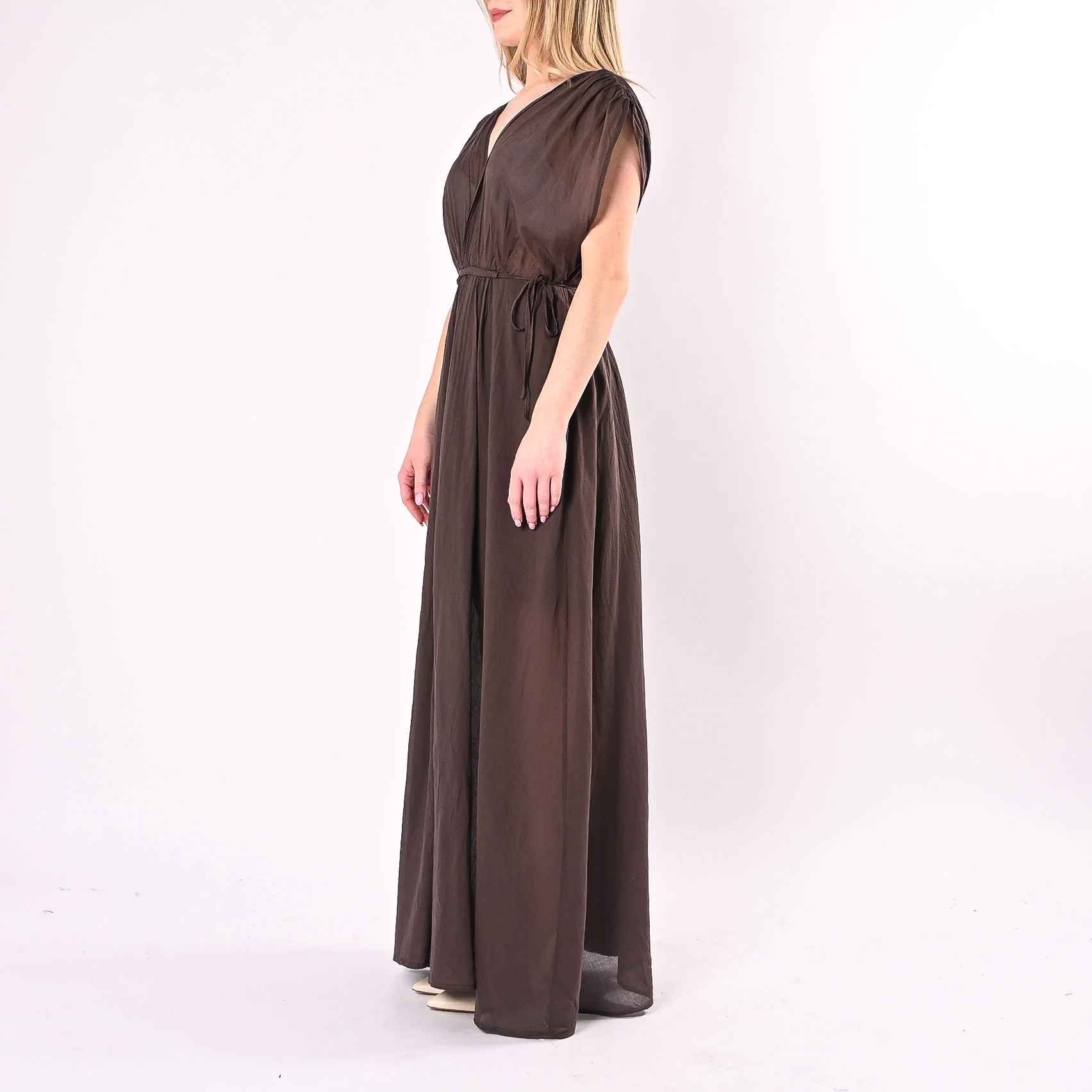 PHILIA LOFT - ABITO LUNGO SCOLLO V IN MUSSOLA ART.V02A1371/M - MORO - Image 3
