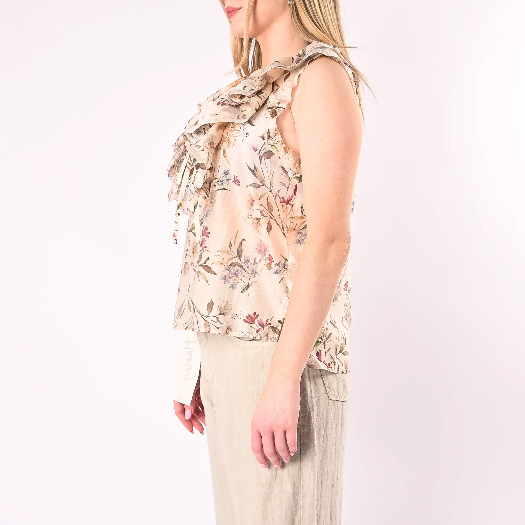 PHILIA LOFT - BLUSA CON ROUGES FANTASIA FLOREALE ART.R02L1281/B - BURRO - Image 3