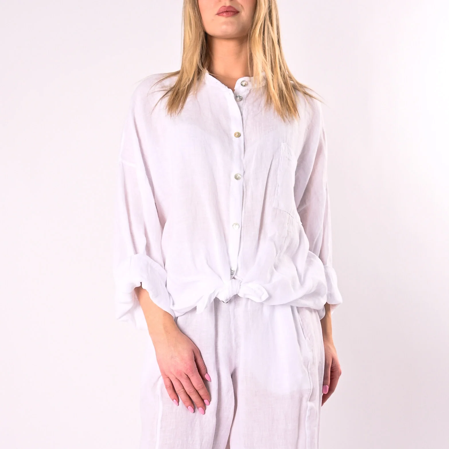 PHILIA LOFT - CAMICIA COREANA IN PURO LINO ART.R02L1144/B - BIANCO - Image 2