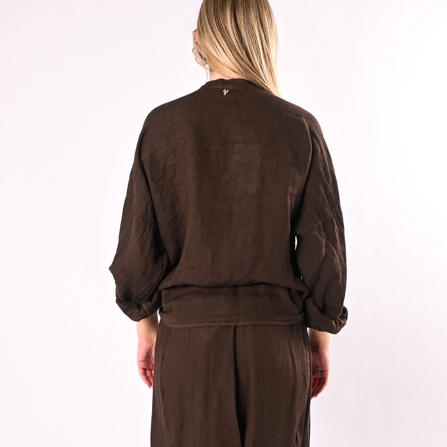 PHILIA LOFT - CAMICIA COREANA IN PURO LINO ART.R02L1144/M - MORO - Image 5