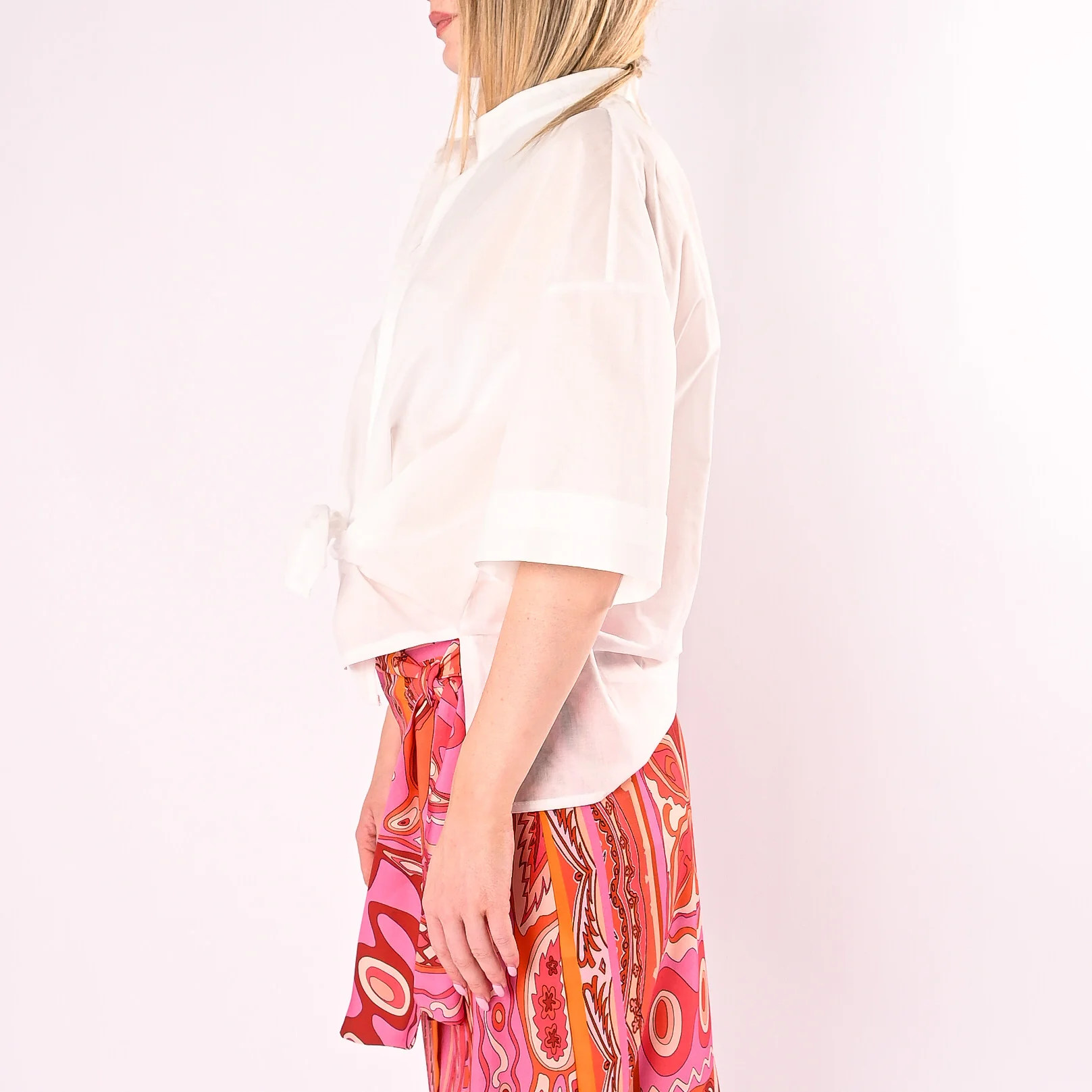 PHILIA LOFT - CAMICIA IN MMUSSOLA COLLO COREANA ART.D02E1387/B - BIANCO - Image 3