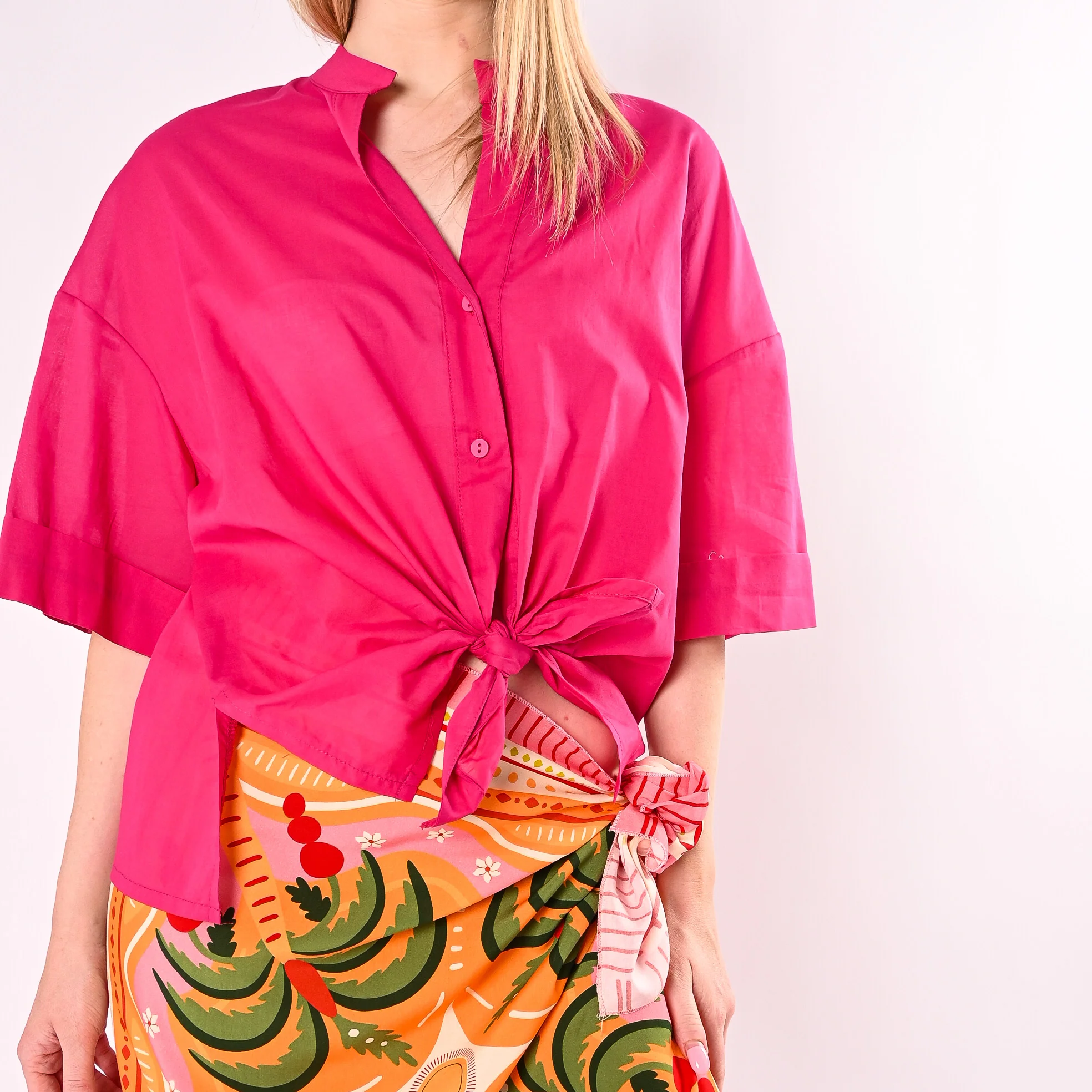 PHILIA LOFT - CAMICIA IN MMUSSOLA COLLO COREANA ART.D02E1387/F - FUXIA - Image 5