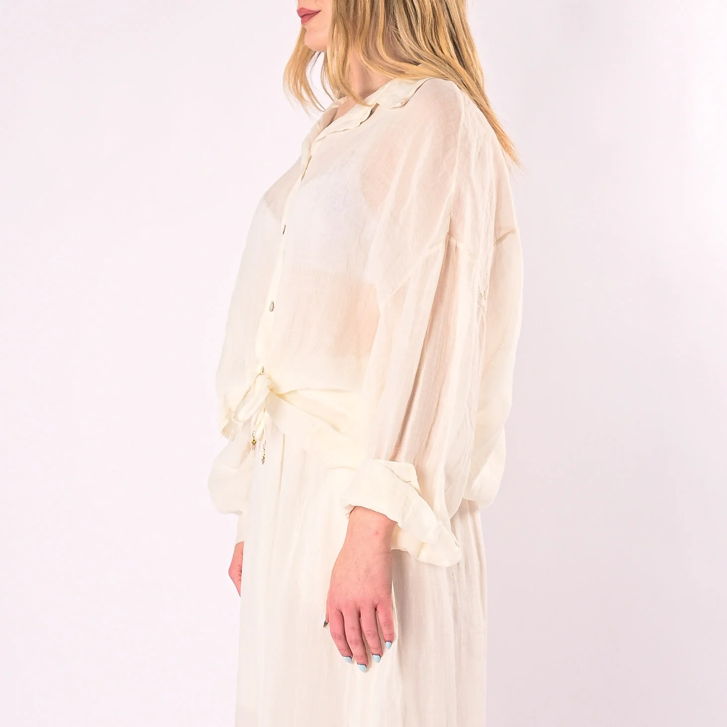 PHILIA LOFT - CAMICIA OVER FLUIDA IN RAMIE ART.R02L0901/B - BURRO - Image 4