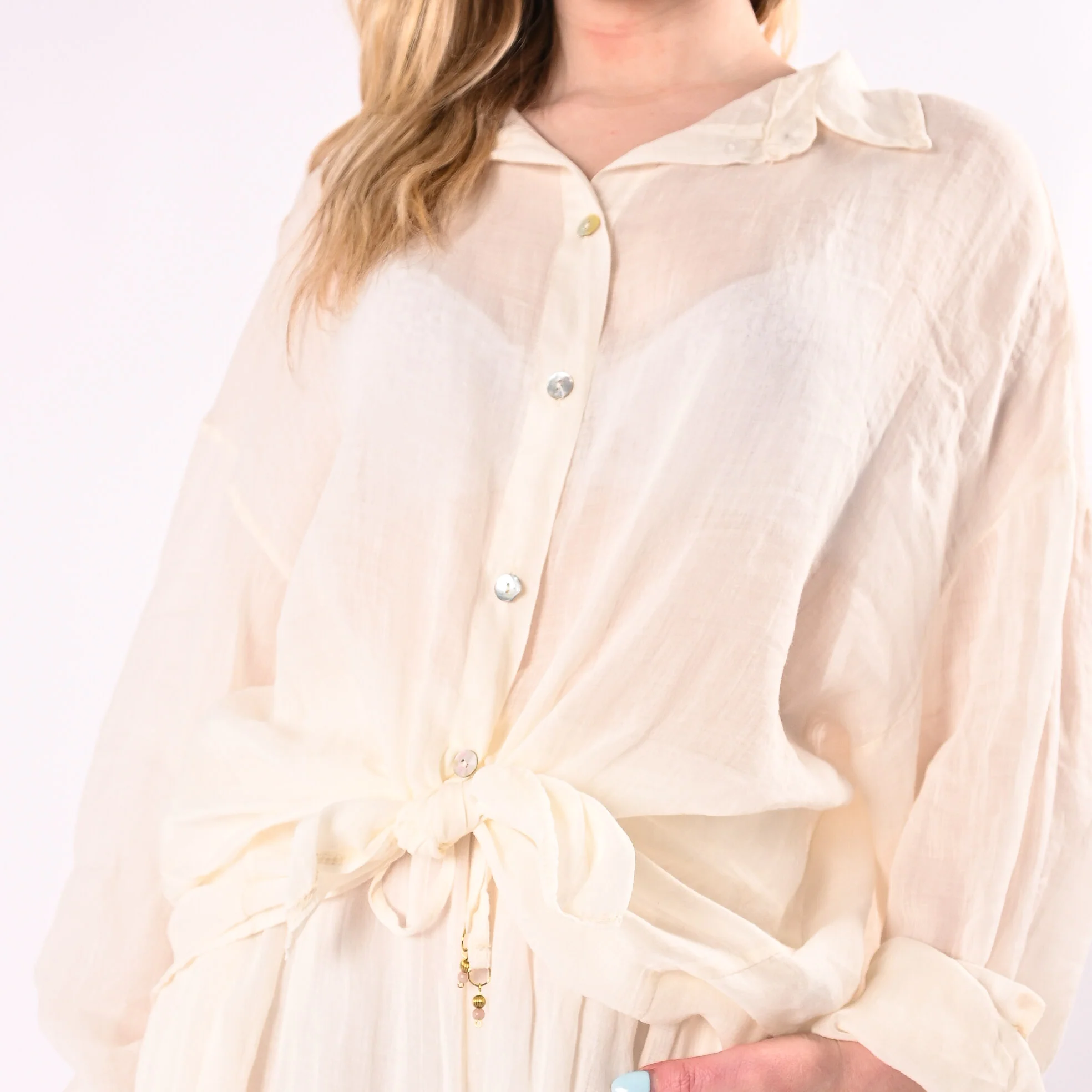 PHILIA LOFT - CAMICIA OVER FLUIDA IN RAMIE ART.R02L0901/B - BURRO - Image 5
