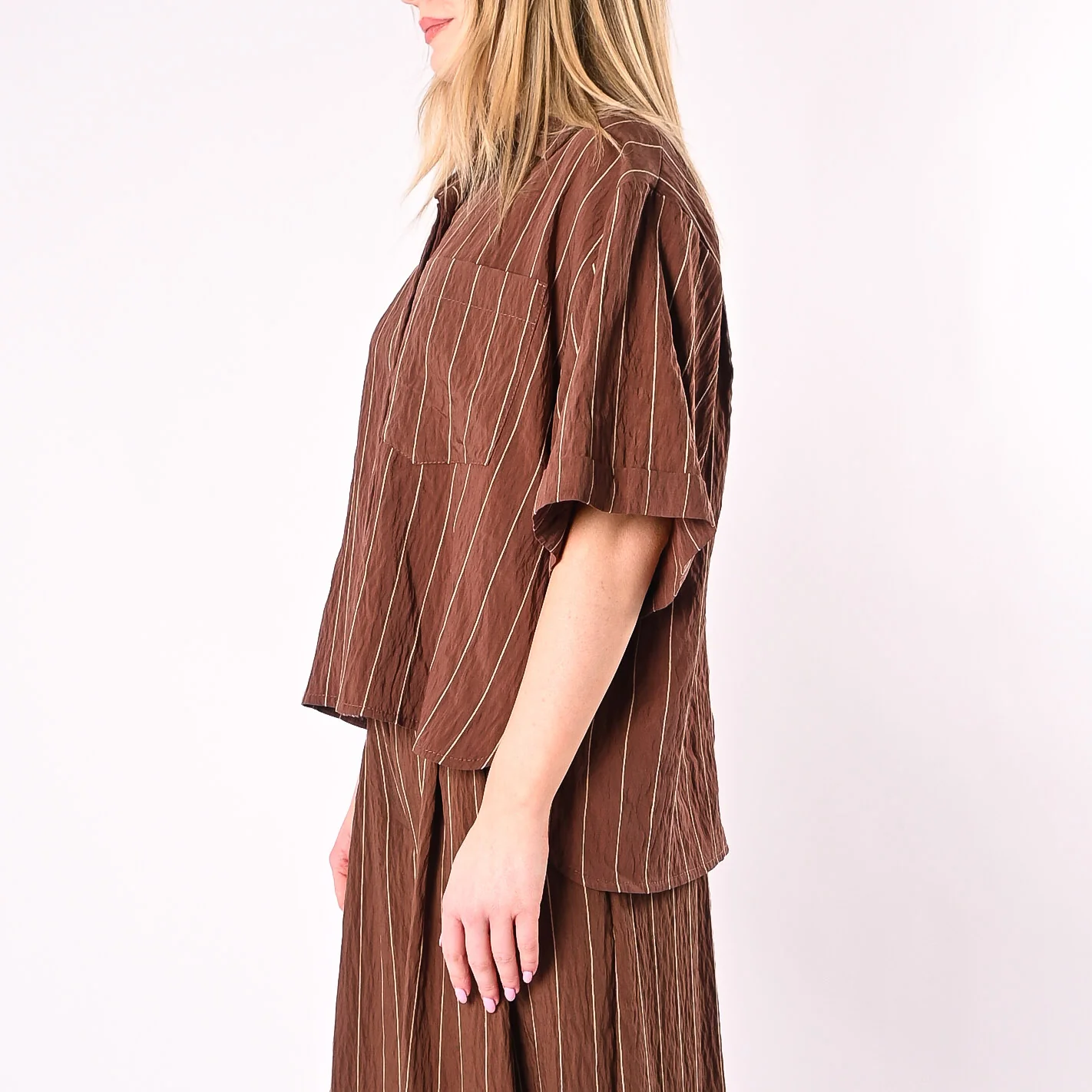 PHILIA LOFT - CAMICIA OVER GESSATA IN MODAL ART.A02N1310/M - MORO - Image 5