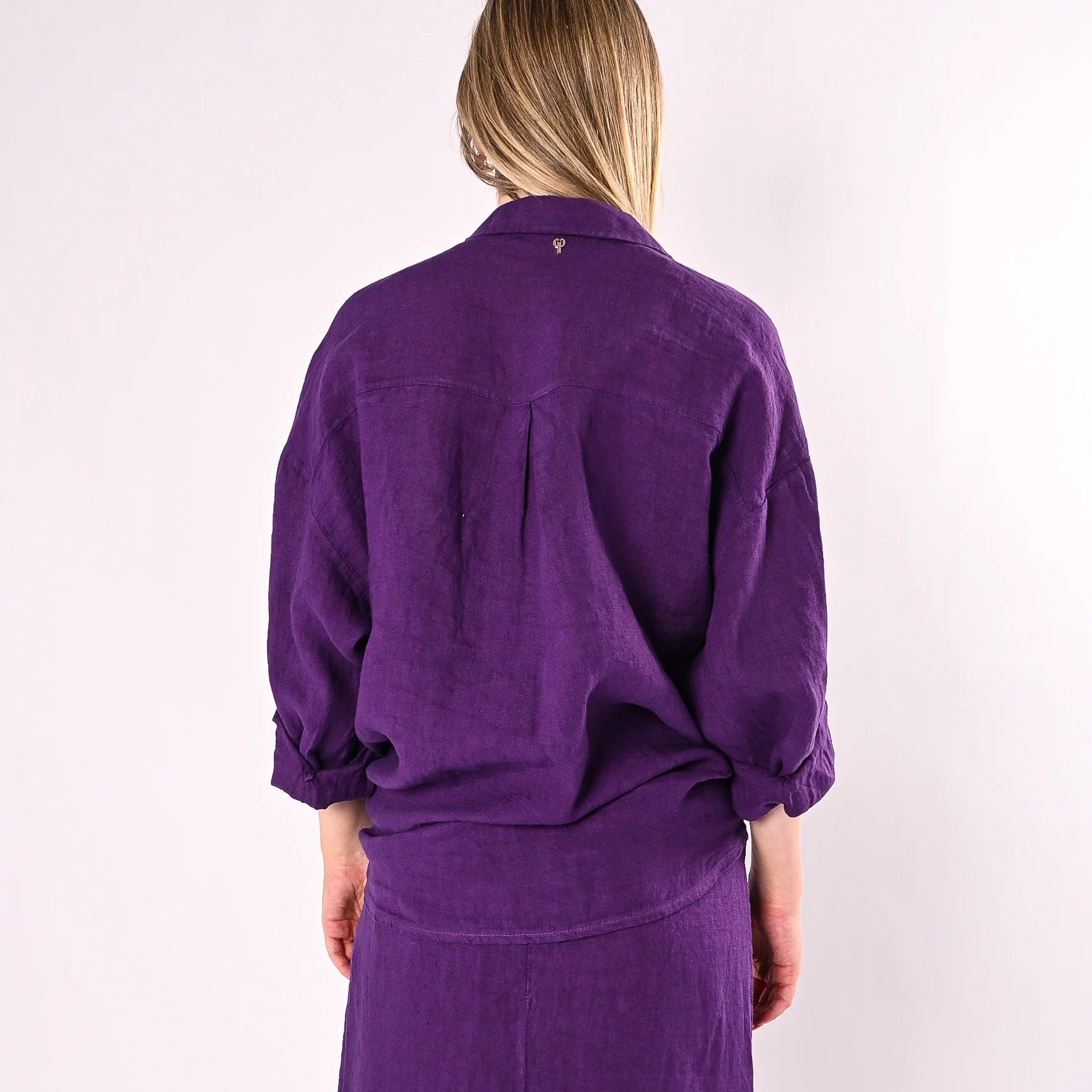 PHILIA LOFT - CAMICIA OVER IN PURO LINO ART.R02L1398/V - VIOLA - Image 5