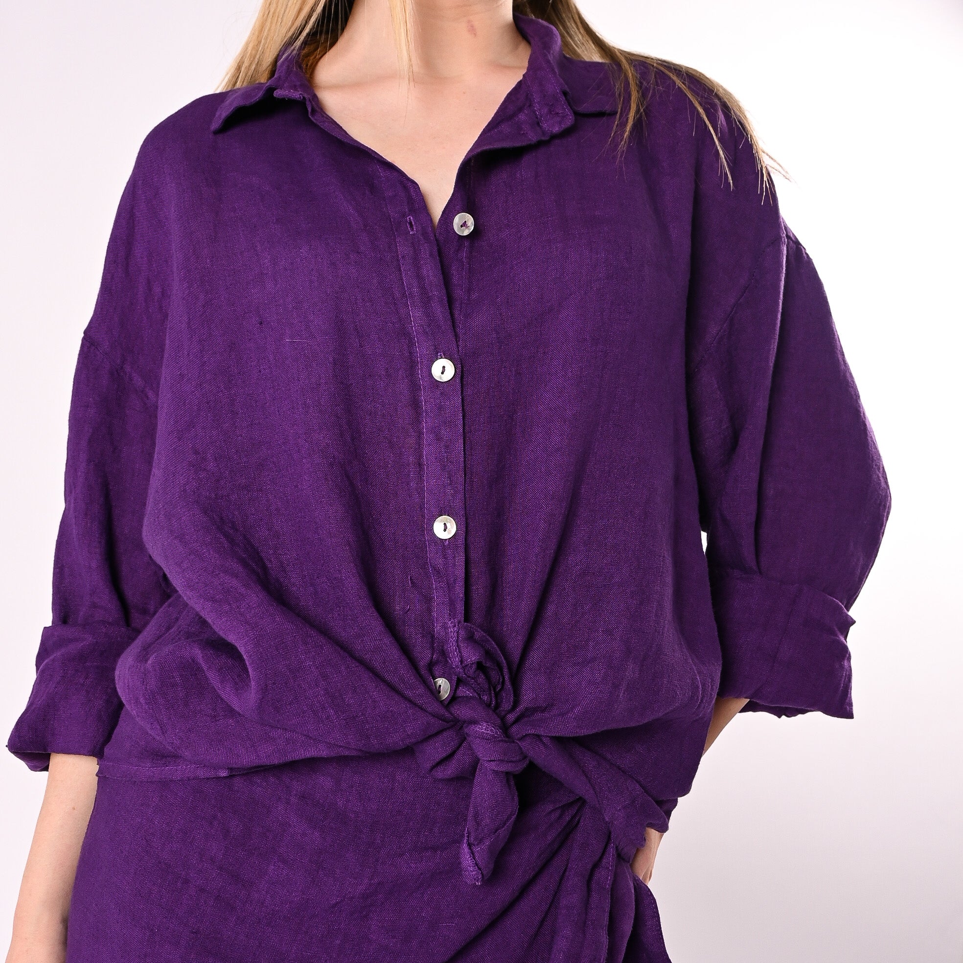 PHILIA LOFT - CAMICIA OVER IN PURO LINO ART.R02L1398/V - VIOLA - Image 6