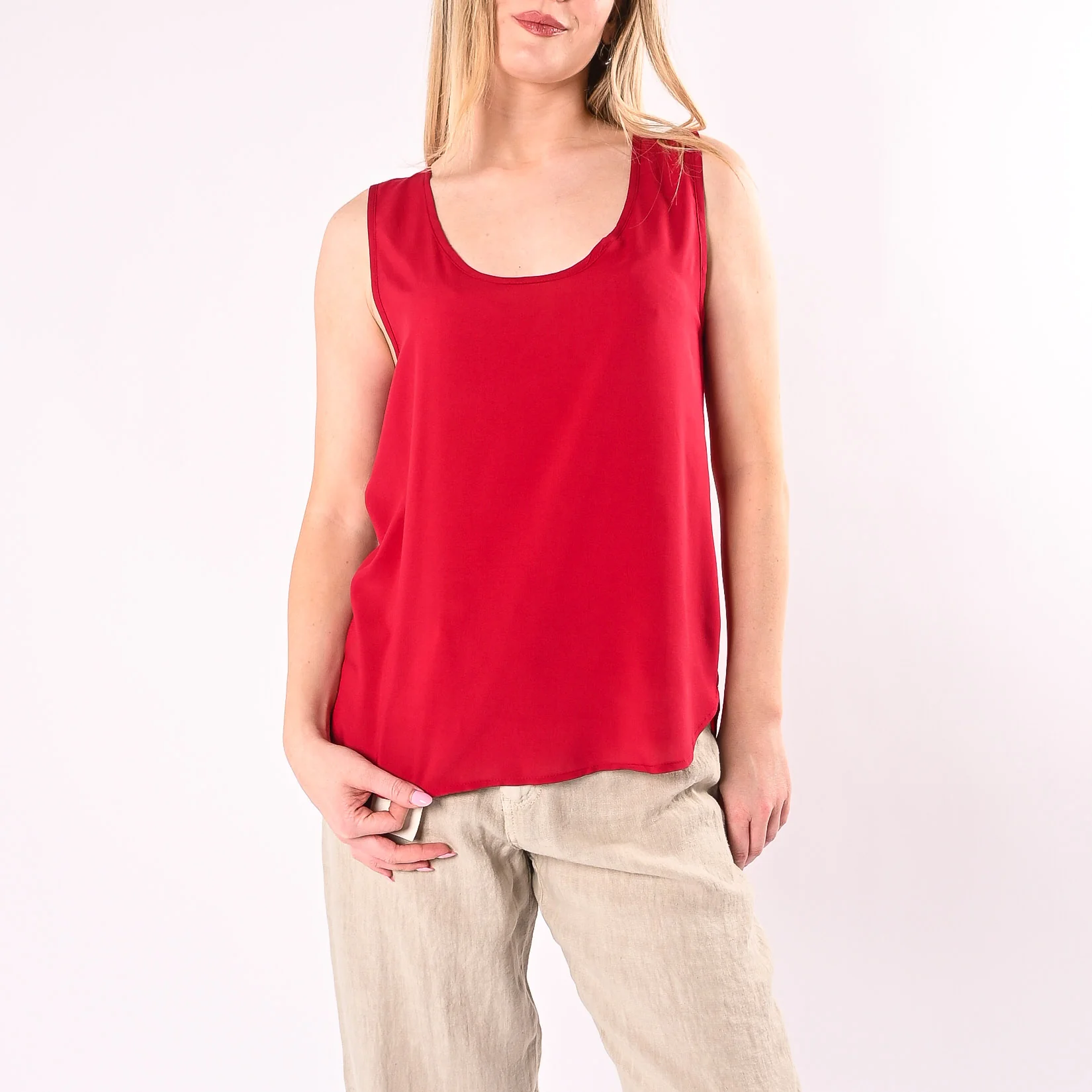 PHILIA LOFT - CANOTTA FLUIDA IN VISCOSA ART.D02E1383/R - ROSSO