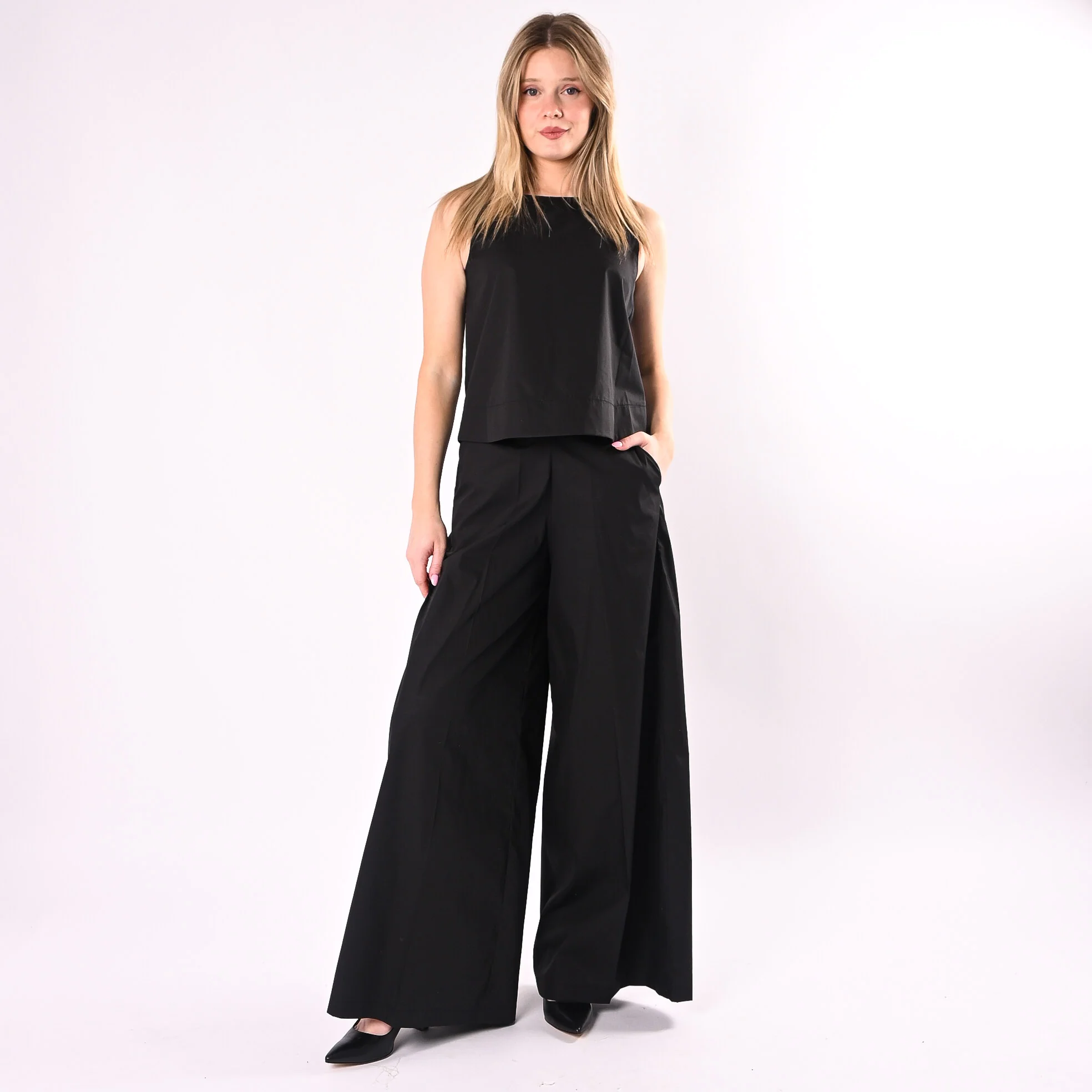 PHILIA LOFT - COMPLETO POPELINE TOP+PANTALONE ART.A02N1307/N - NERO