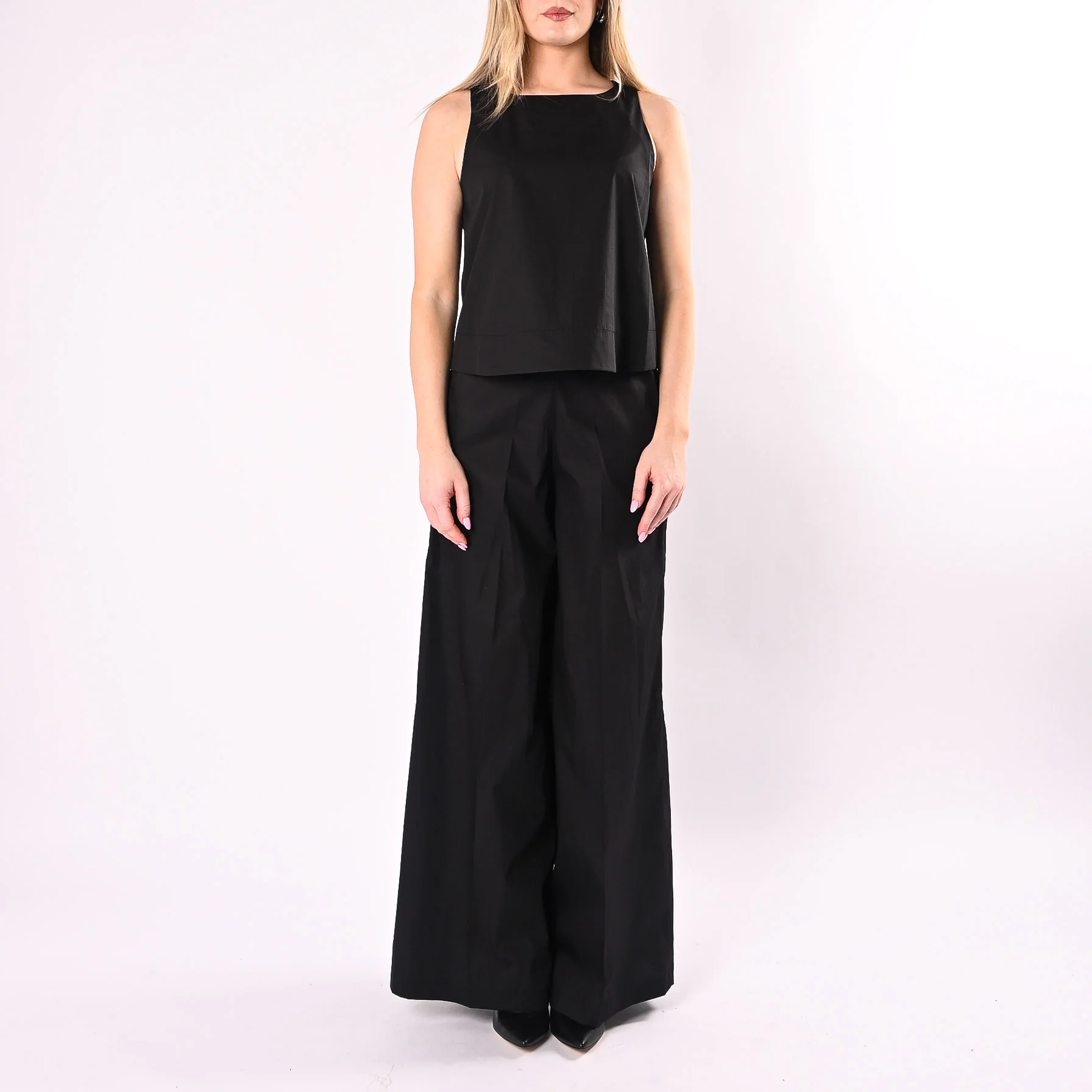 PHILIA LOFT - COMPLETO POPELINE TOP+PANTALONE ART.A02N1307/N - NERO - Image 2