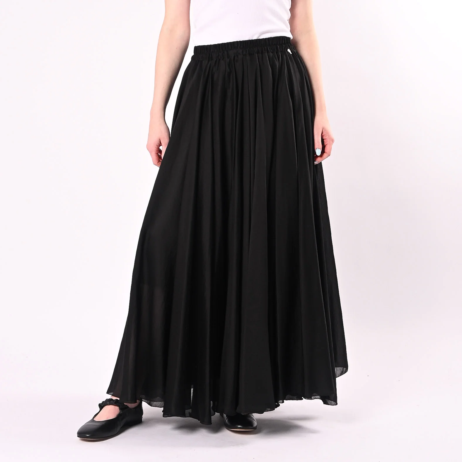 PHILIA LOFT - GONNA LUNGA A RUOTA IN TENCEL ART.A02N1116/N - NERO