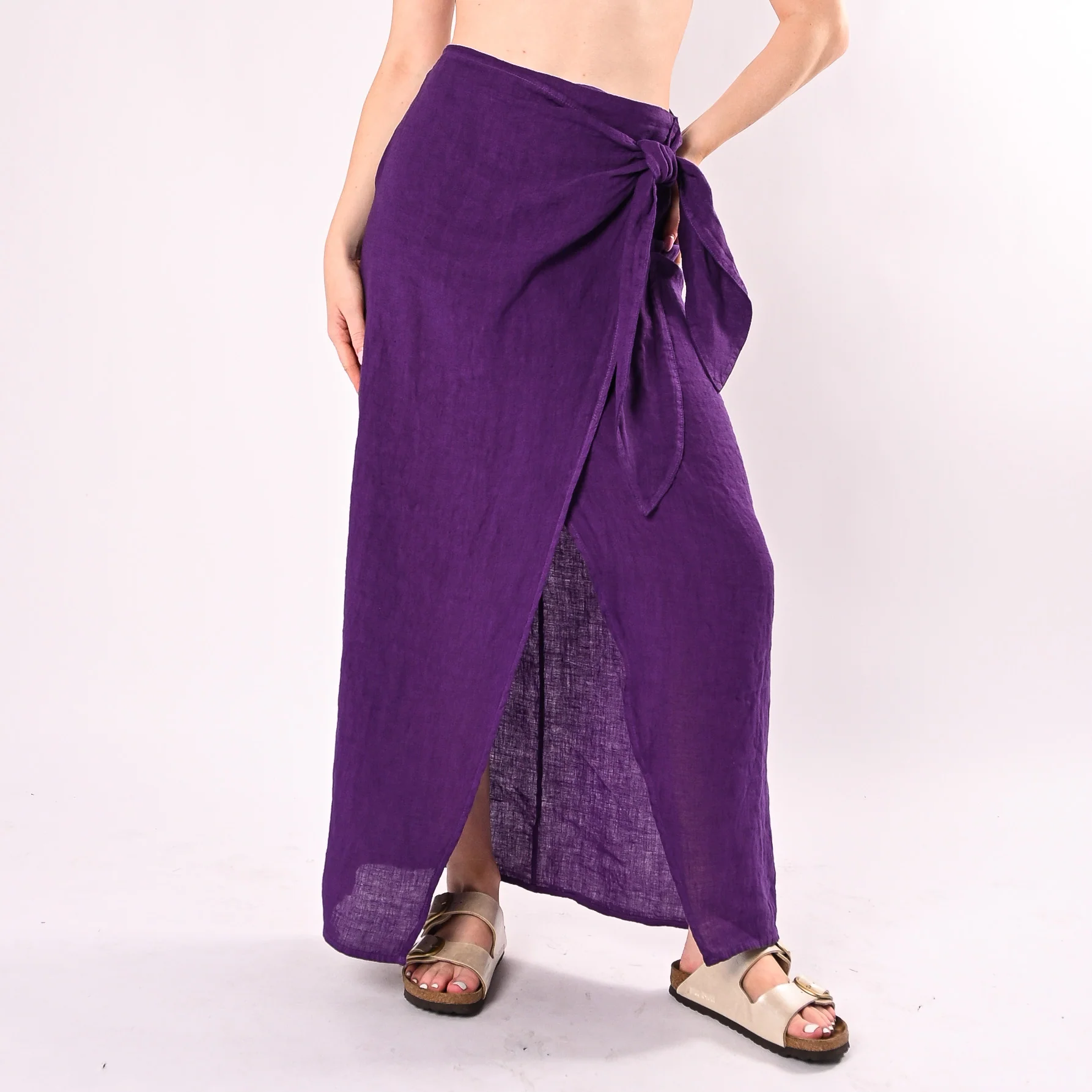 PHILIA LOFT - GONNA LUNGA PAREO PURO LINO ART.R02L1151/V - VIOLA