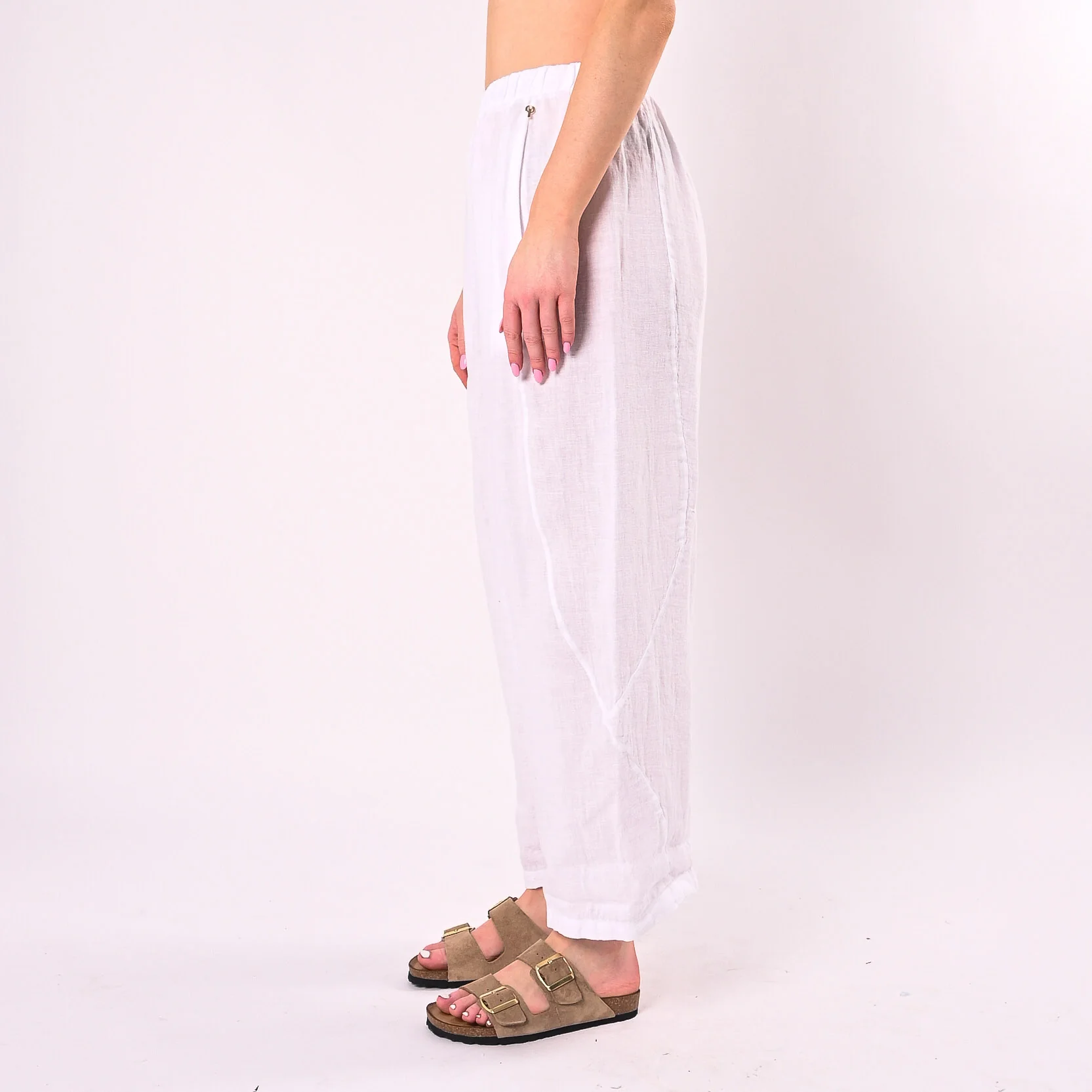 PHILIA LOFT - PANTALONE BARREL PURO LINO ART. R02L1150/B - BIANCO - Image 3