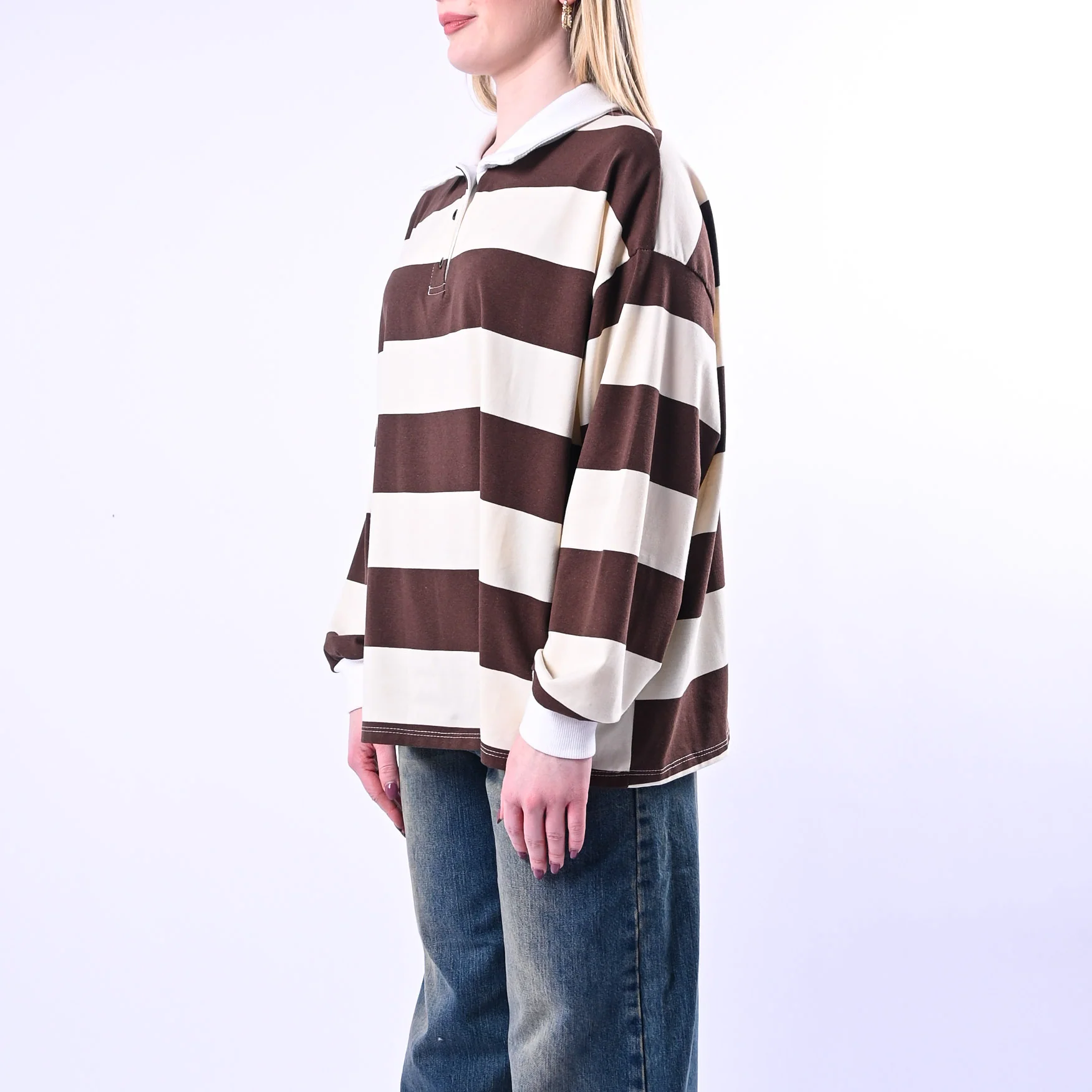 PHILIA LOFT - POLO RUGBY A RIGHE ART.D02N0365/PC - PANNA/CIOCCOLATO - Image 3
