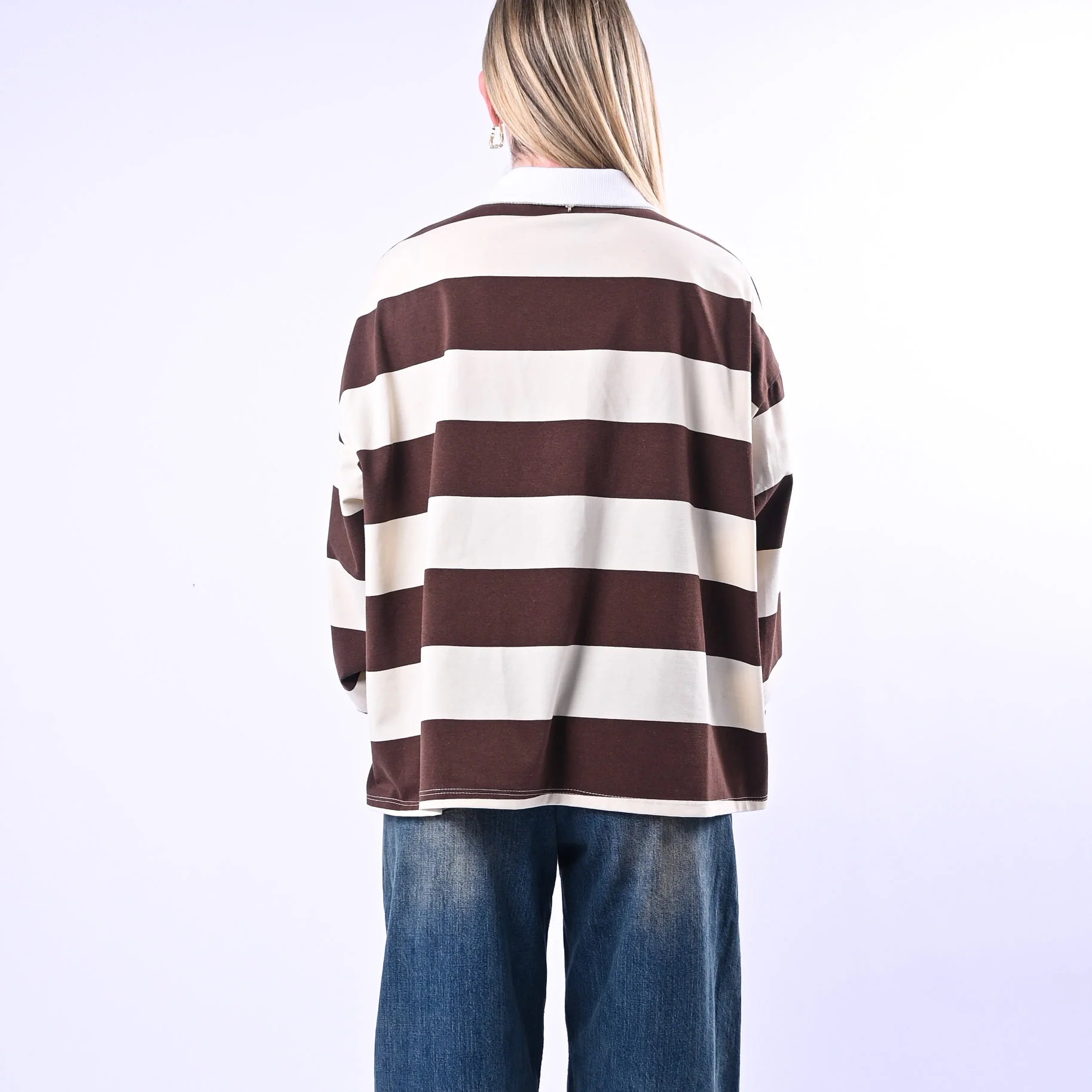 PHILIA LOFT - POLO RUGBY A RIGHE ART.D02N0365/PC - PANNA/CIOCCOLATO - Image 4