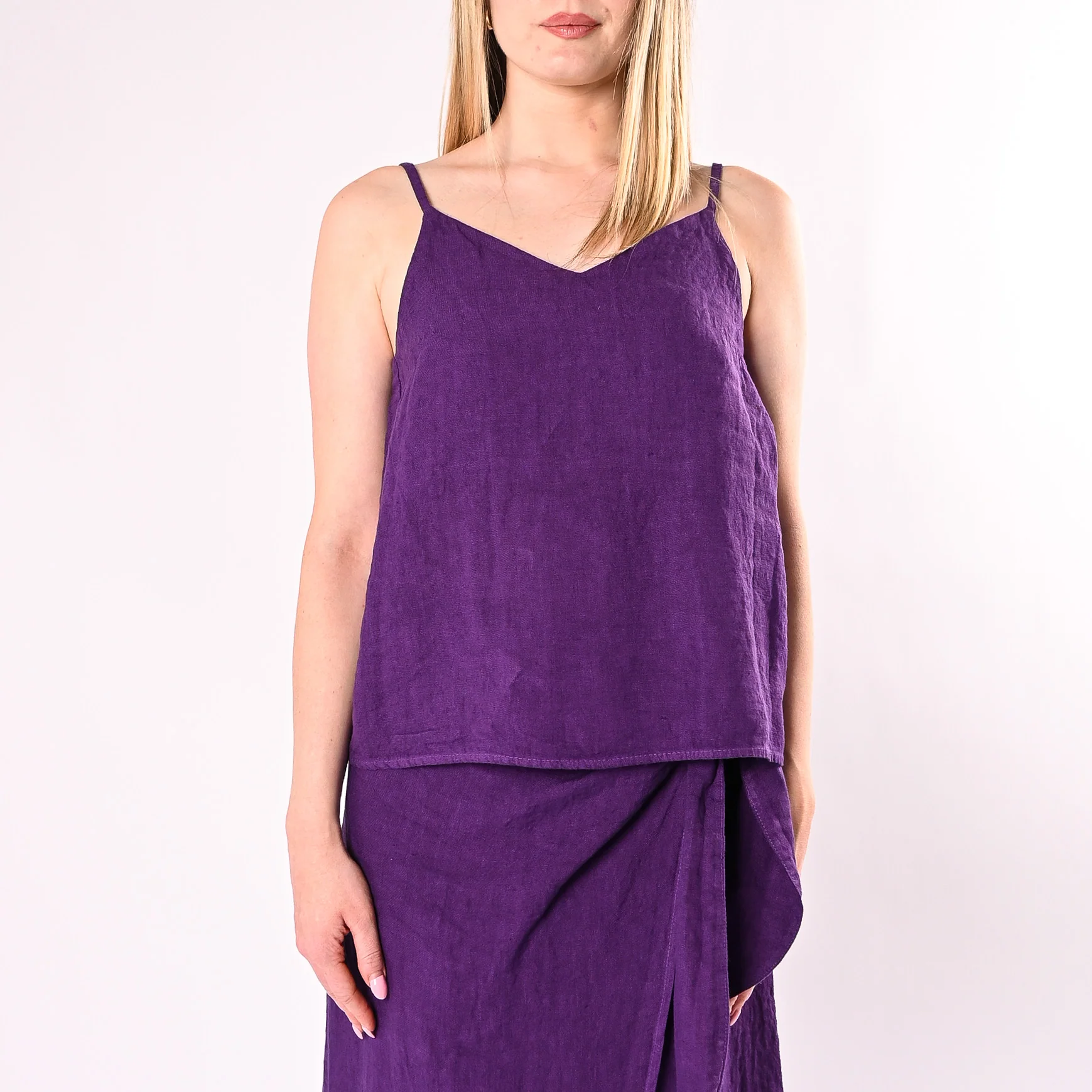 PHILIA LOFT - TOP SPALLINA IN PURO LINO ART.R02L1441/V - VIOLA - Image 3